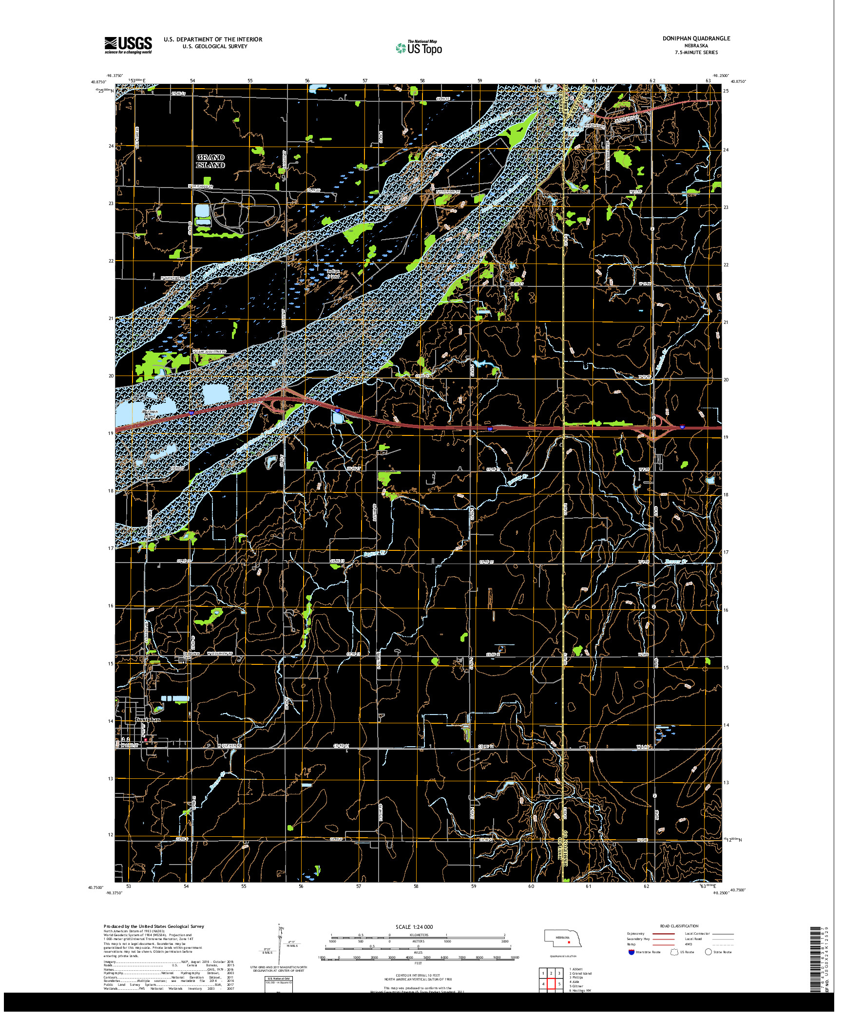 USGS US TOPO 7.5-MINUTE MAP FOR DONIPHAN, NE 2017