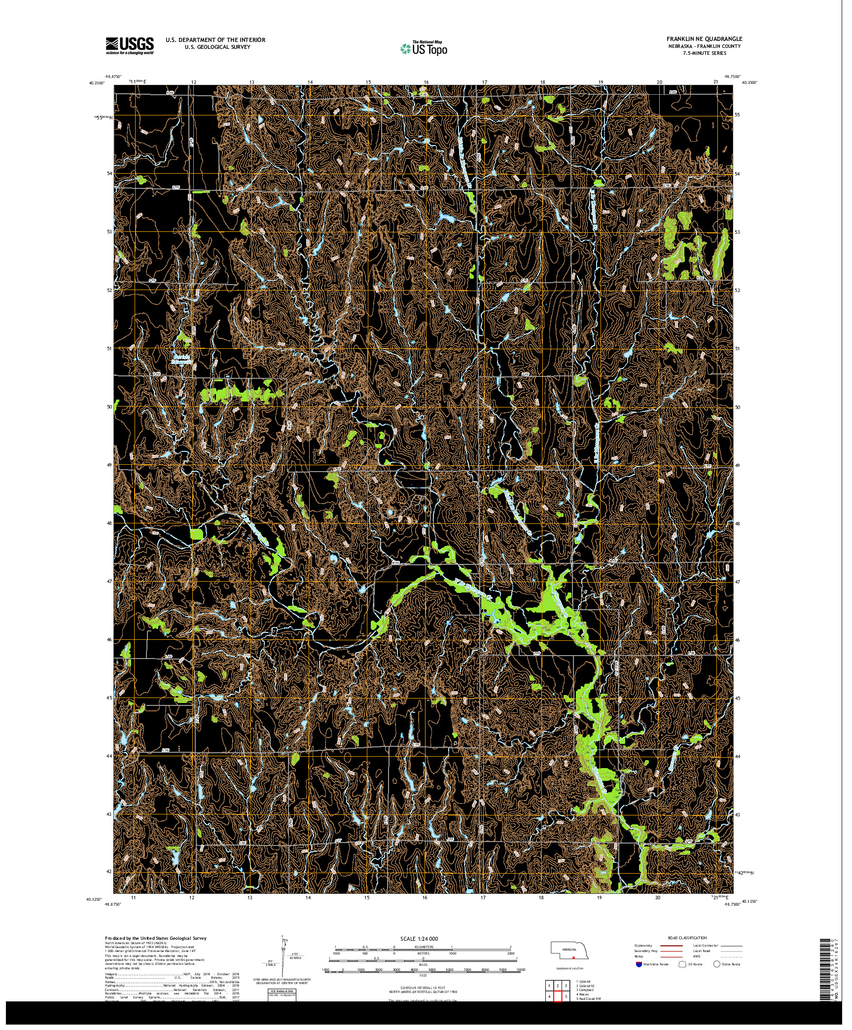 USGS US TOPO 7.5-MINUTE MAP FOR FRANKLIN NE, NE 2017