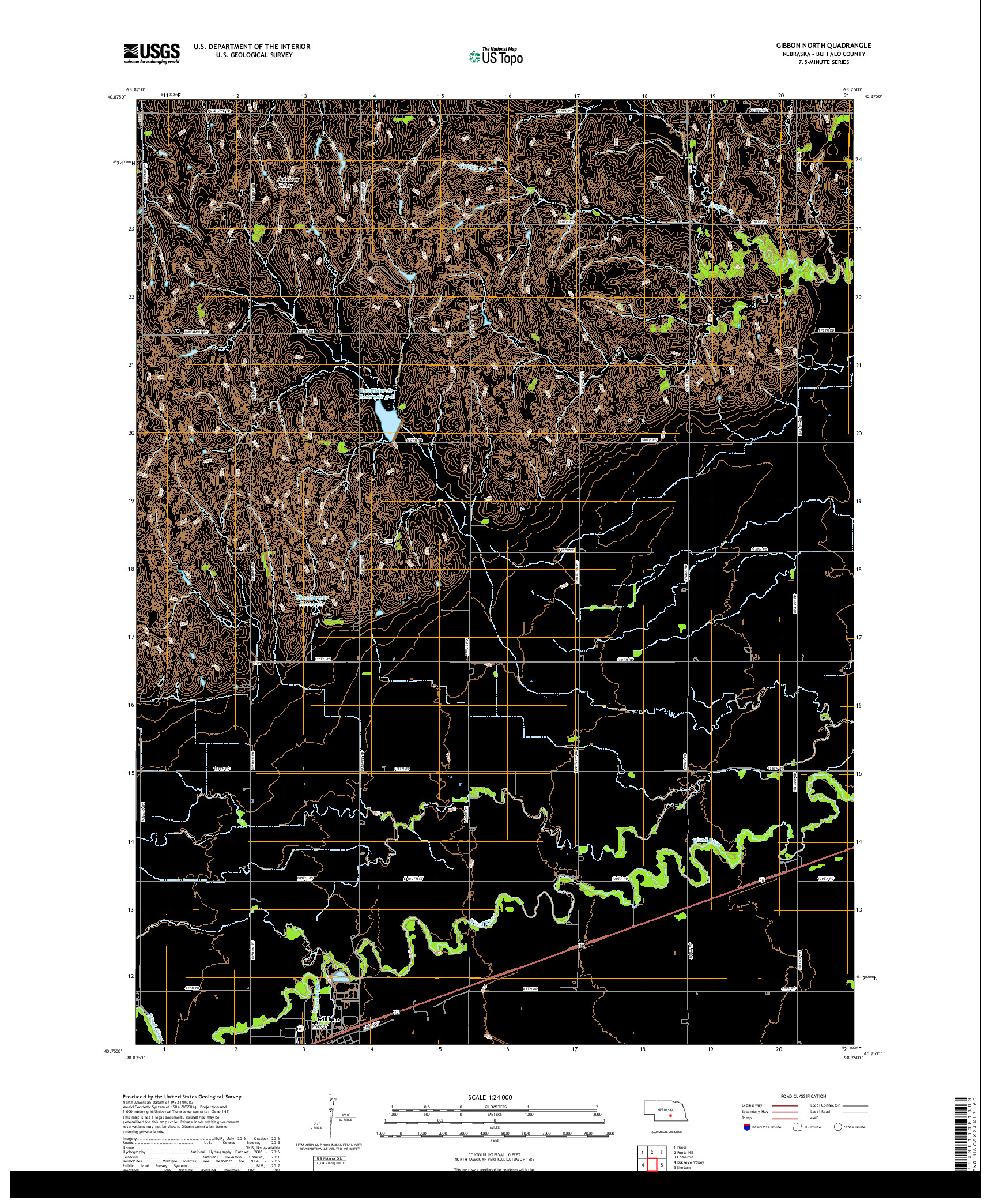 USGS US TOPO 7.5-MINUTE MAP FOR GIBBON NORTH, NE 2017