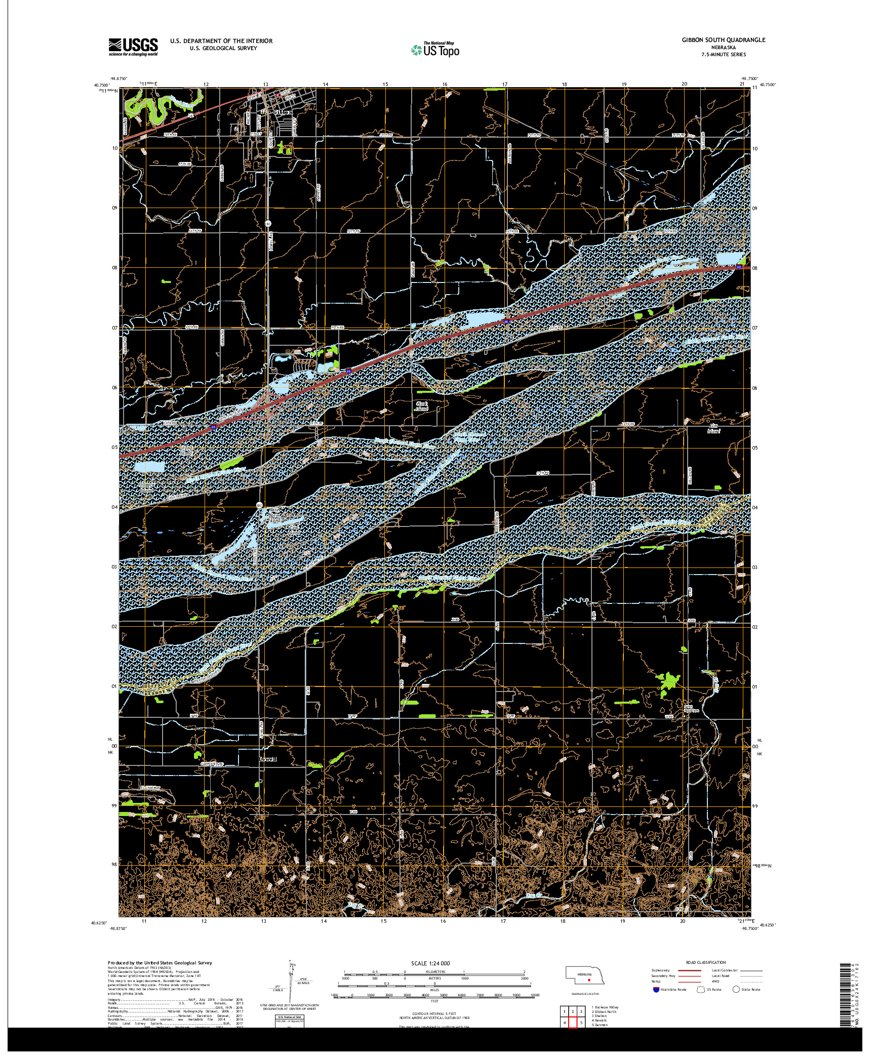 USGS US TOPO 7.5-MINUTE MAP FOR GIBBON SOUTH, NE 2017