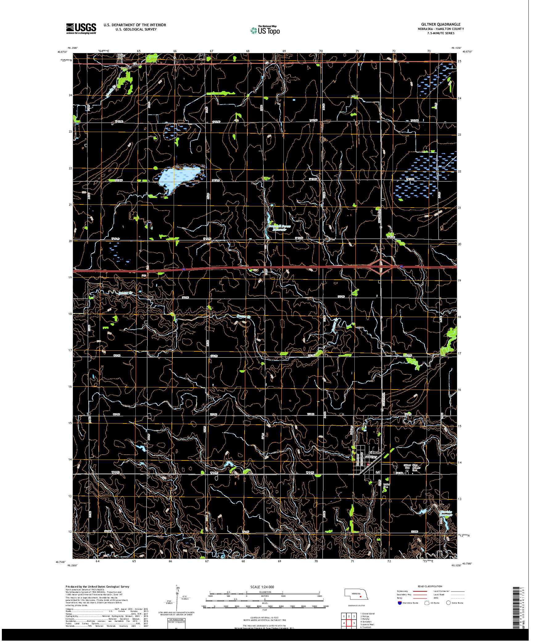 USGS US TOPO 7.5-MINUTE MAP FOR GILTNER, NE 2017