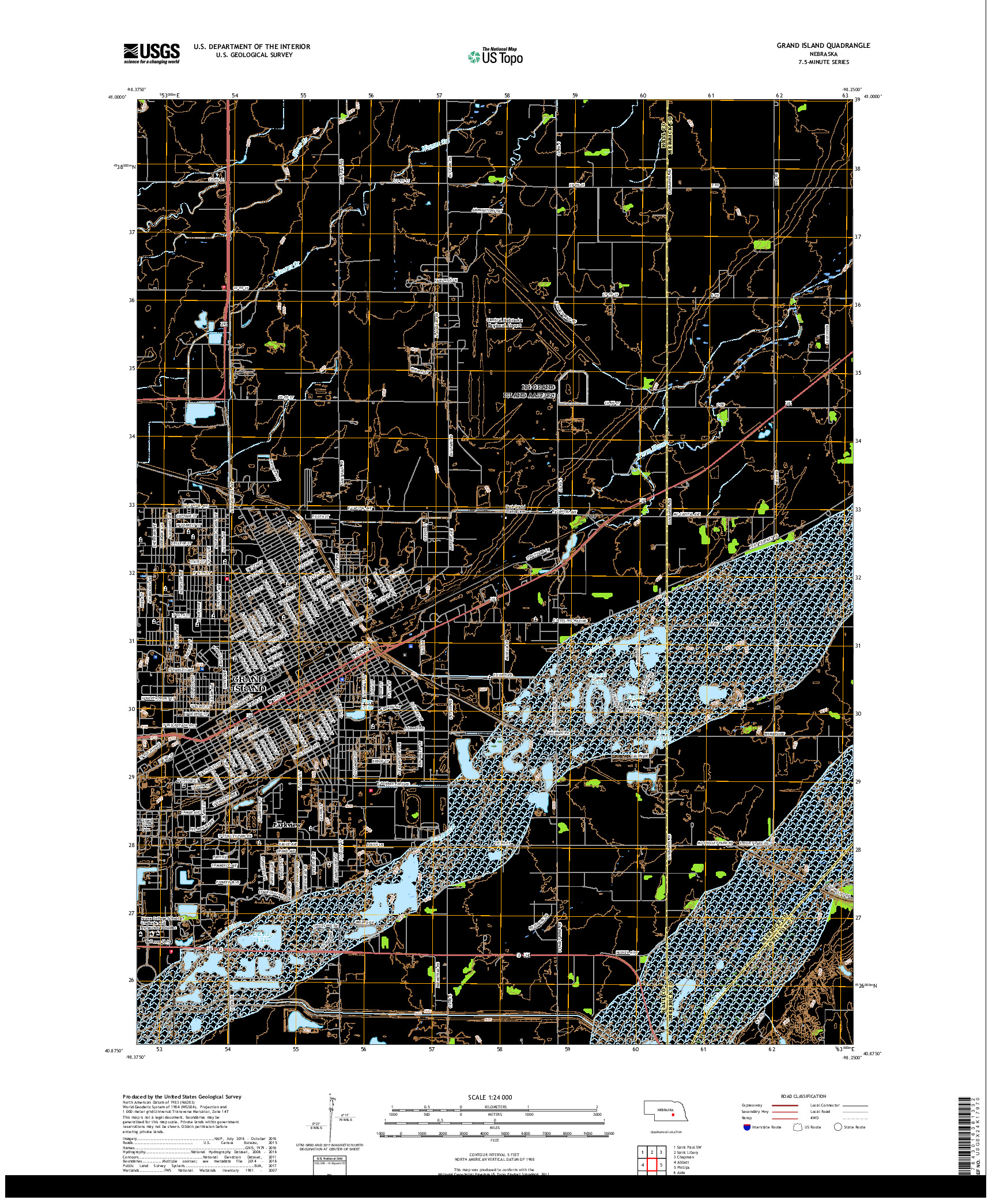 USGS US TOPO 7.5-MINUTE MAP FOR GRAND ISLAND, NE 2017