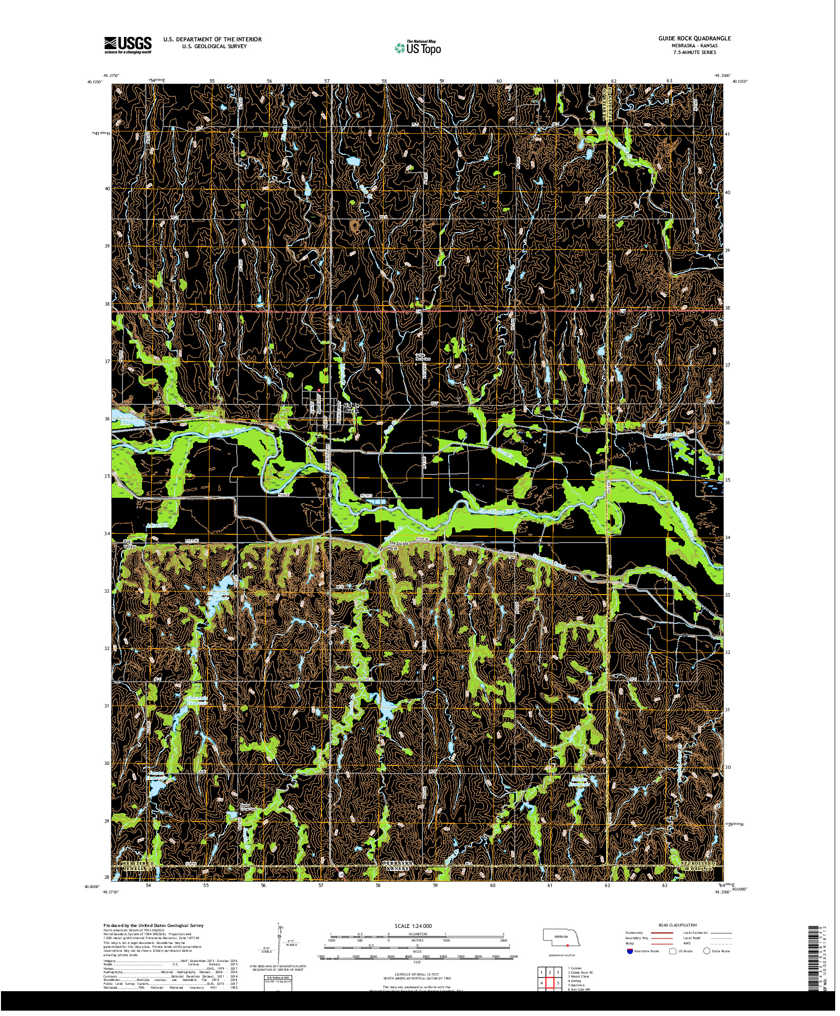 USGS US TOPO 7.5-MINUTE MAP FOR GUIDE ROCK, NE,KS 2017