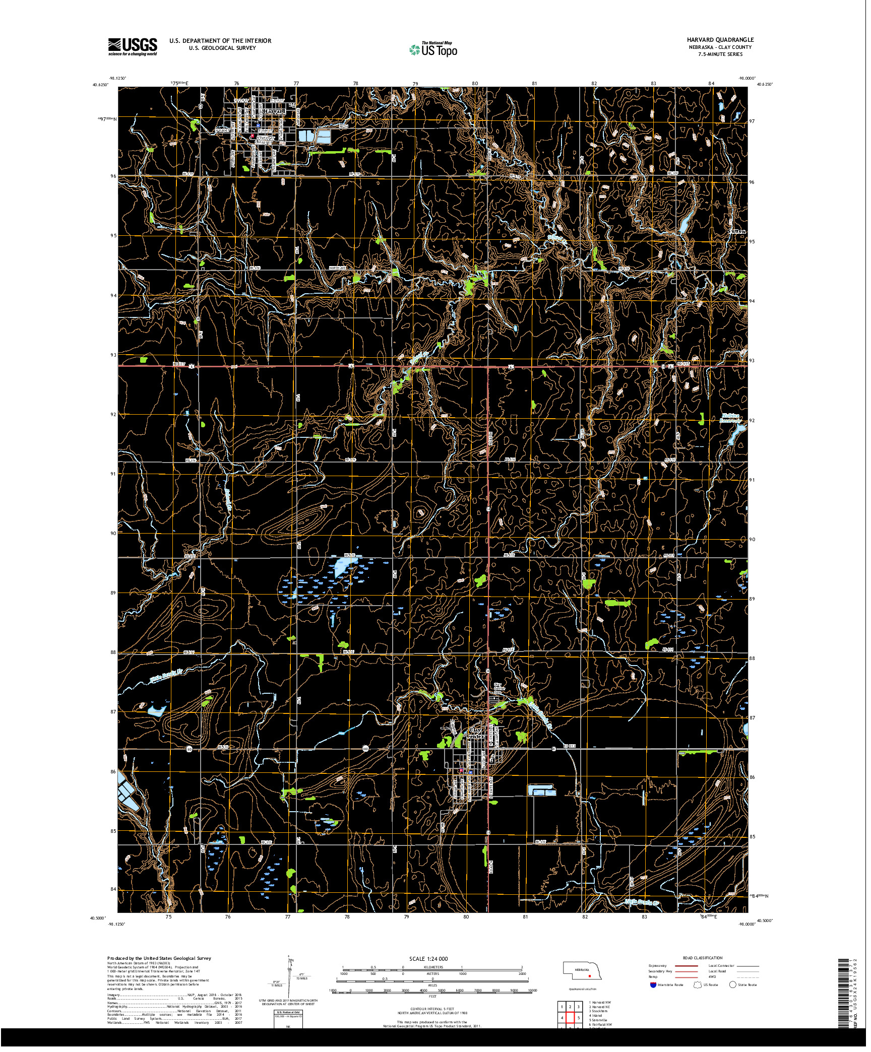 USGS US TOPO 7.5-MINUTE MAP FOR HARVARD, NE 2017