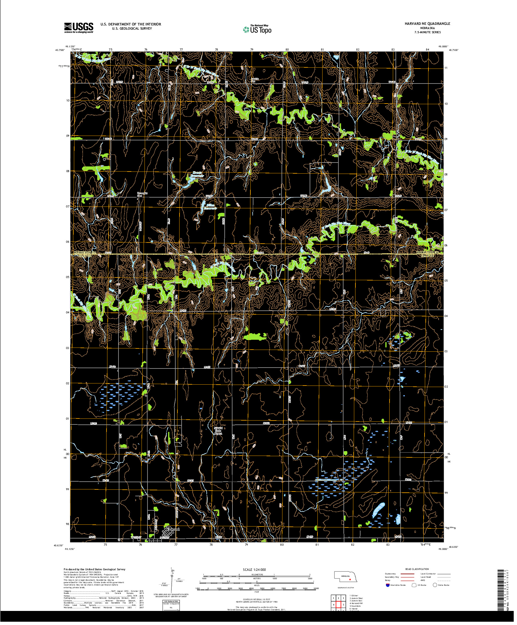 USGS US TOPO 7.5-MINUTE MAP FOR HARVARD NE, NE 2017