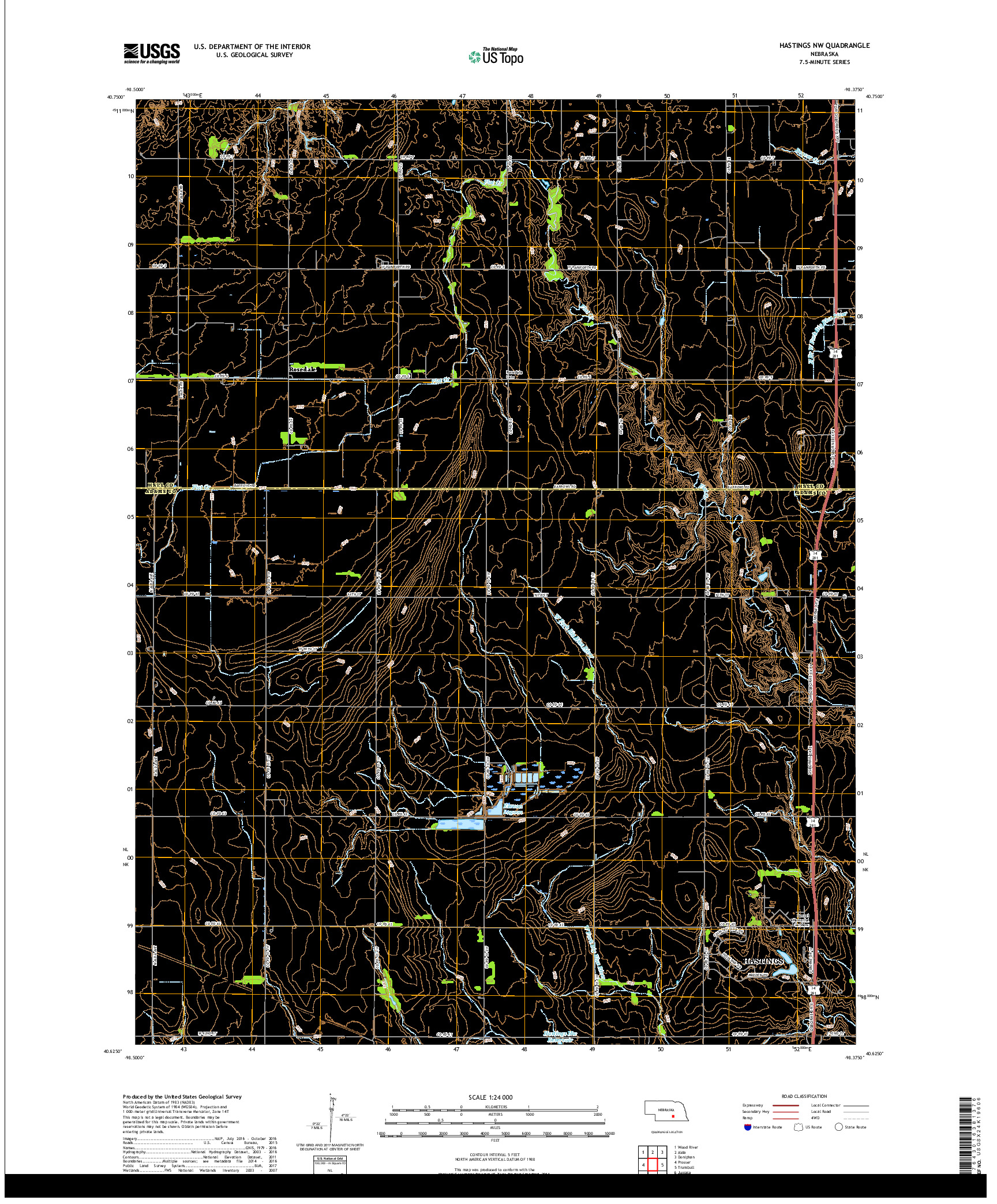 USGS US TOPO 7.5-MINUTE MAP FOR HASTINGS NW, NE 2017