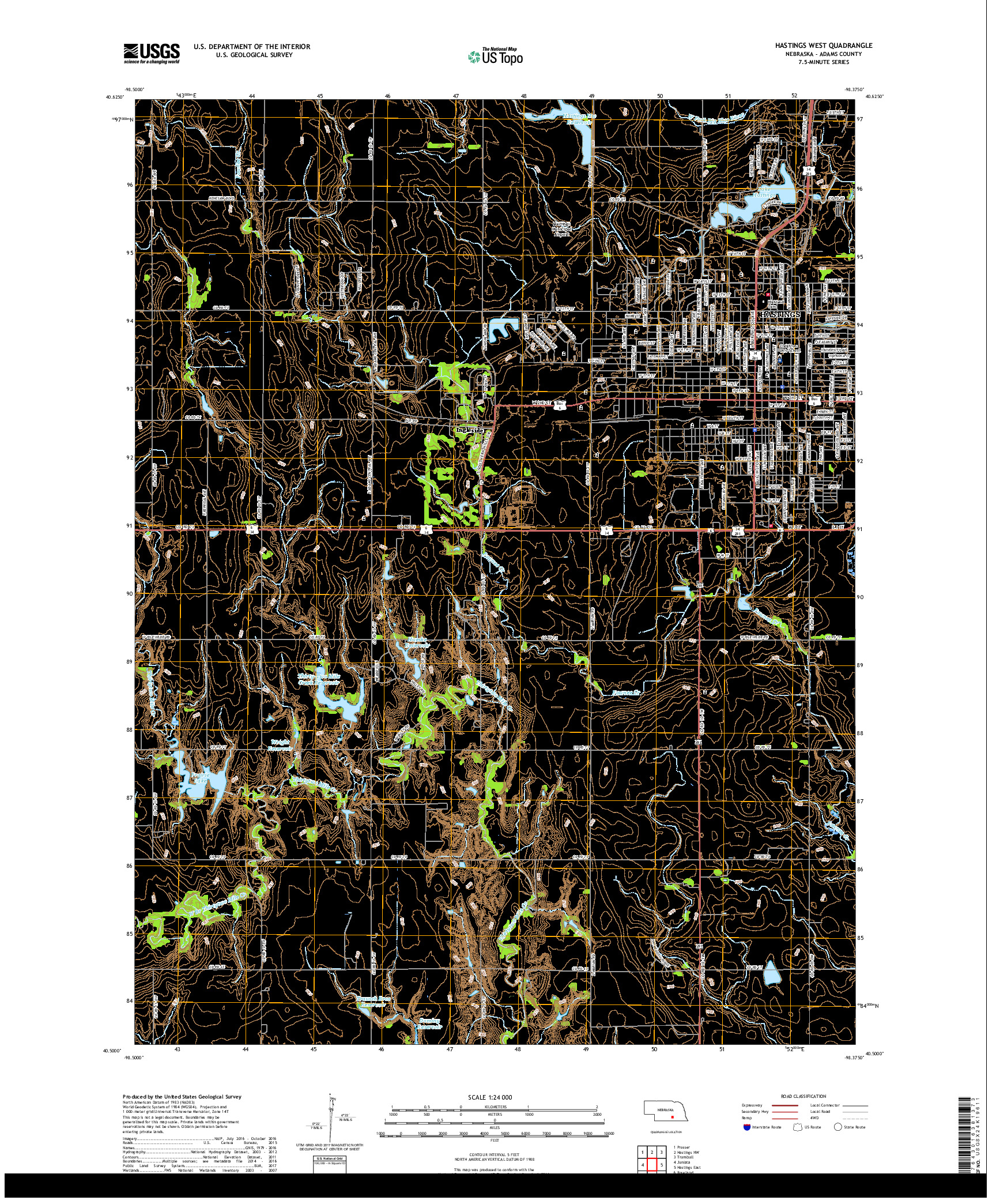 USGS US TOPO 7.5-MINUTE MAP FOR HASTINGS WEST, NE 2017