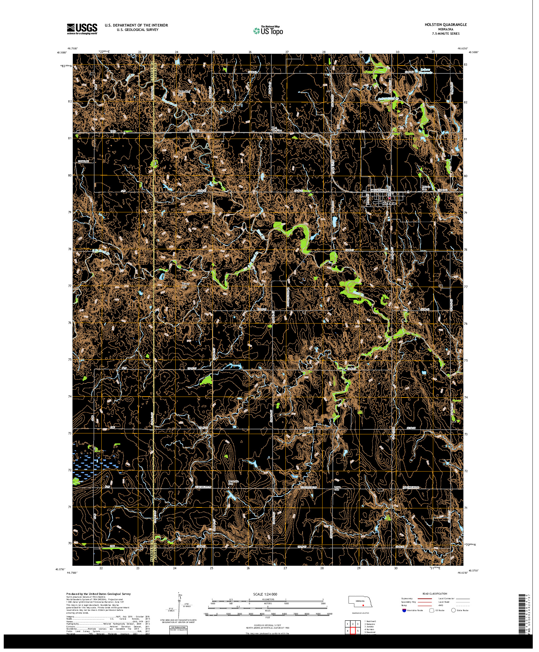 USGS US TOPO 7.5-MINUTE MAP FOR HOLSTEIN, NE 2017