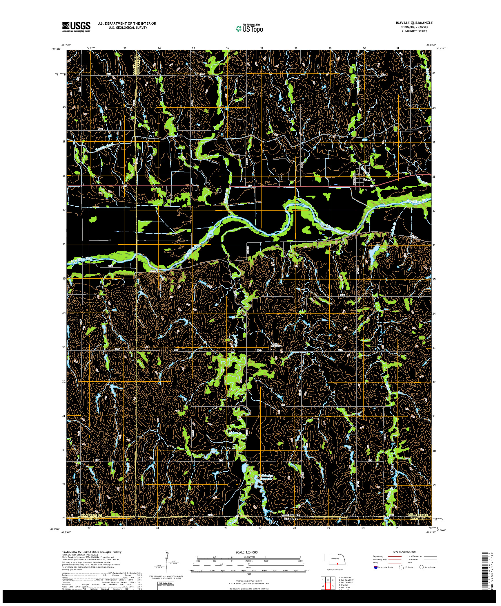 USGS US TOPO 7.5-MINUTE MAP FOR INAVALE, NE,KS 2017