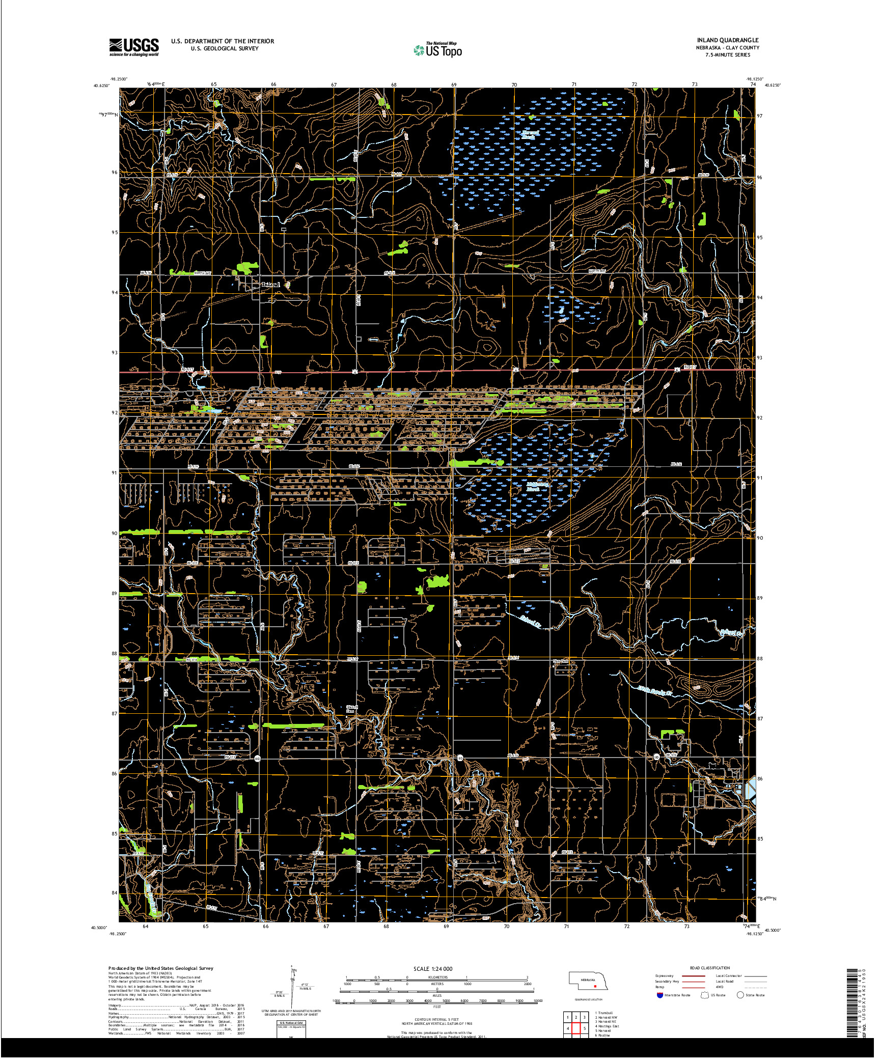 USGS US TOPO 7.5-MINUTE MAP FOR INLAND, NE 2017