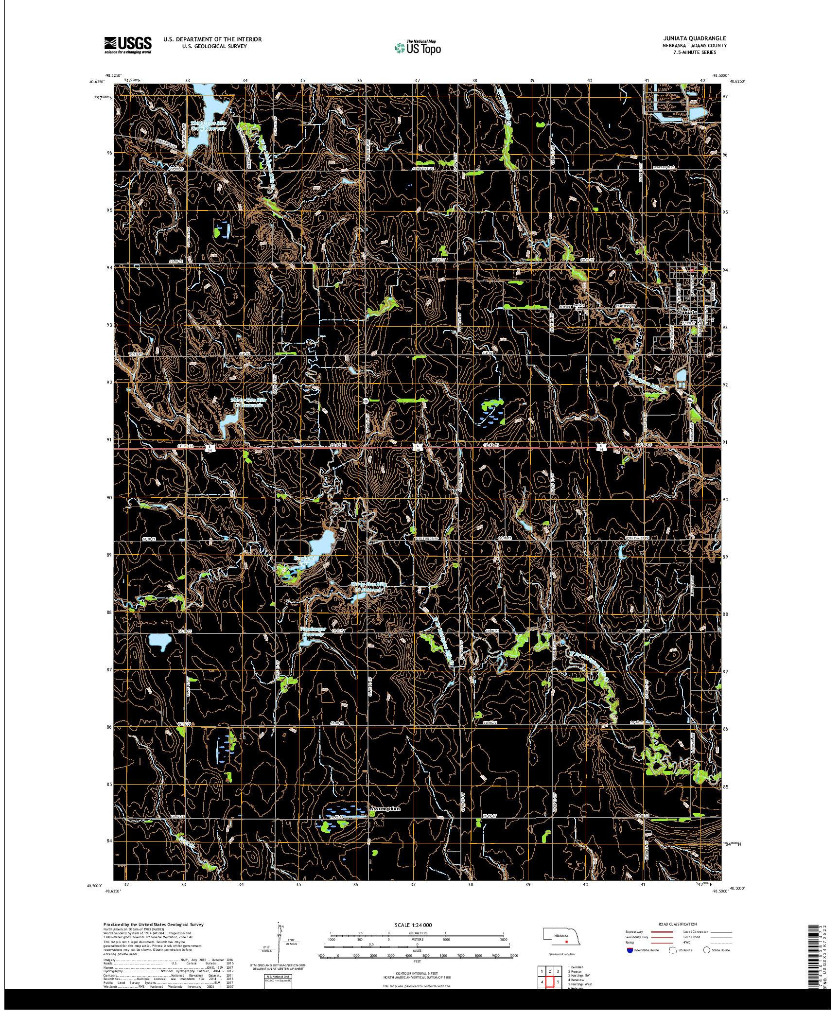 USGS US TOPO 7.5-MINUTE MAP FOR JUNIATA, NE 2017