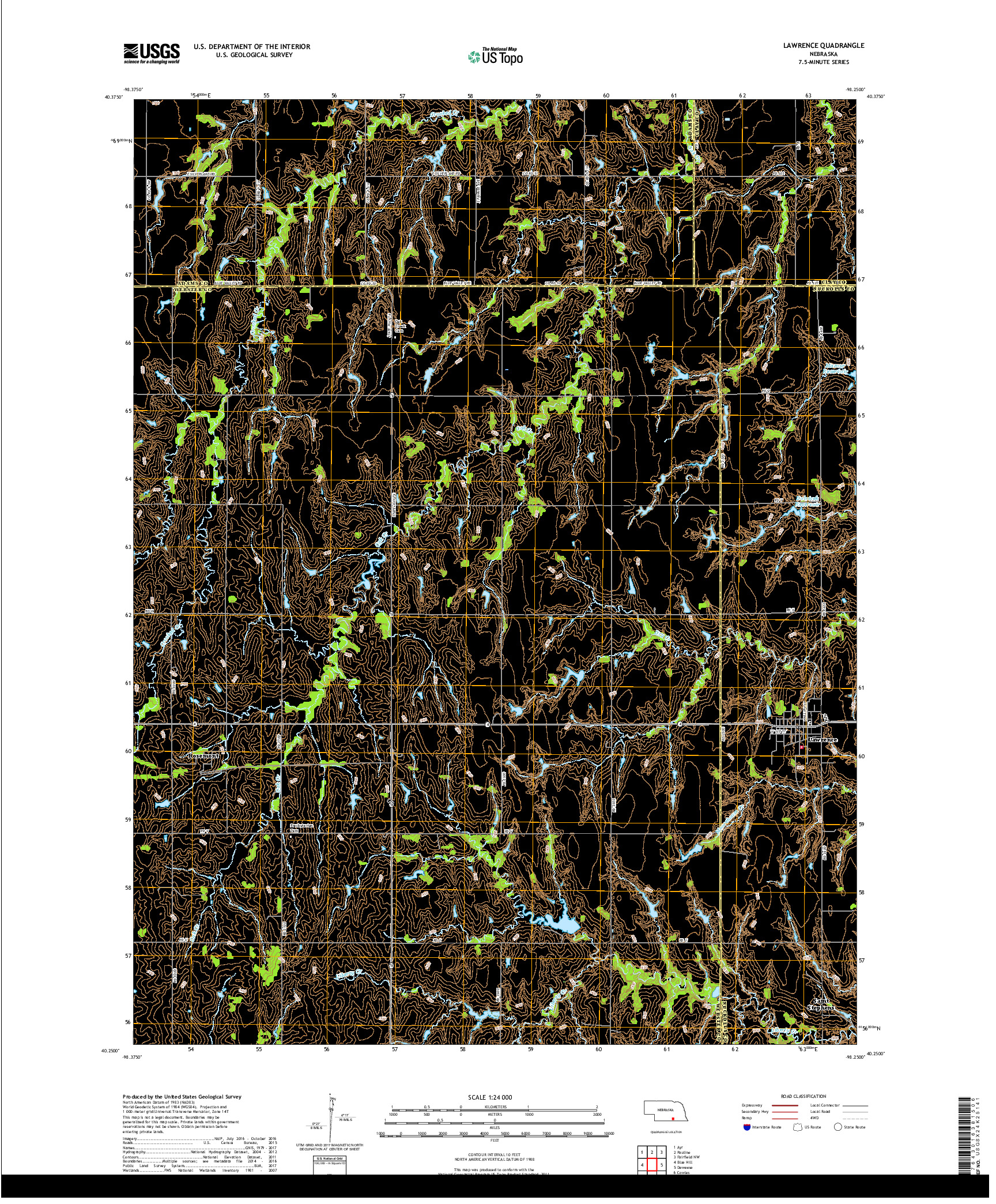 USGS US TOPO 7.5-MINUTE MAP FOR LAWRENCE, NE 2017