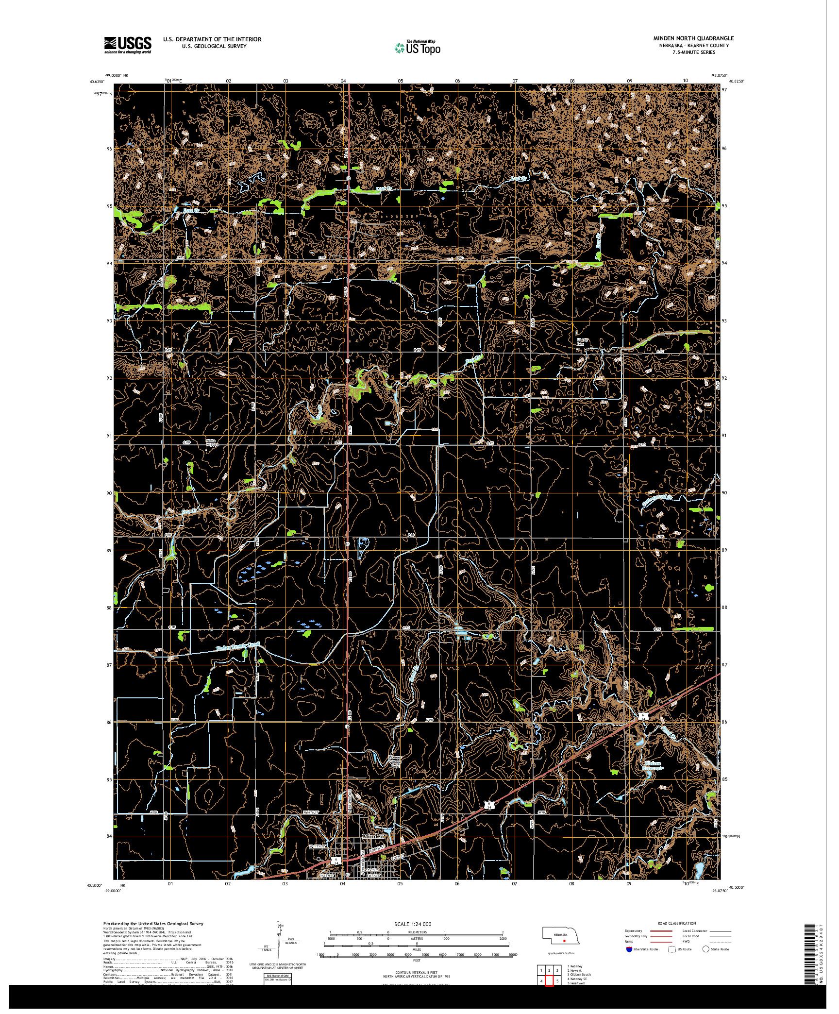 USGS US TOPO 7.5-MINUTE MAP FOR MINDEN NORTH, NE 2017