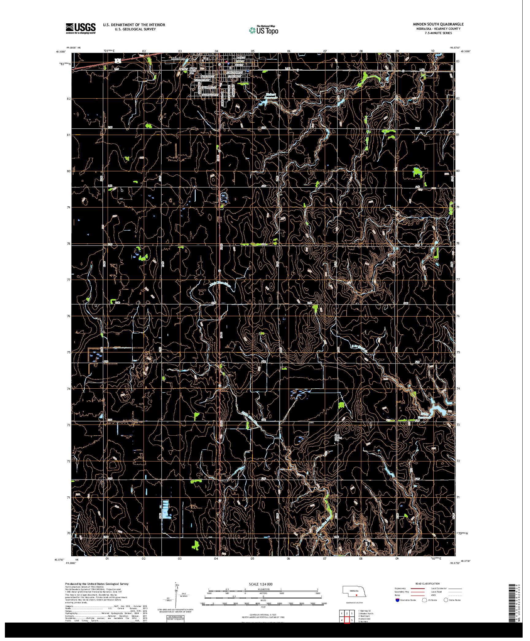 USGS US TOPO 7.5-MINUTE MAP FOR MINDEN SOUTH, NE 2017
