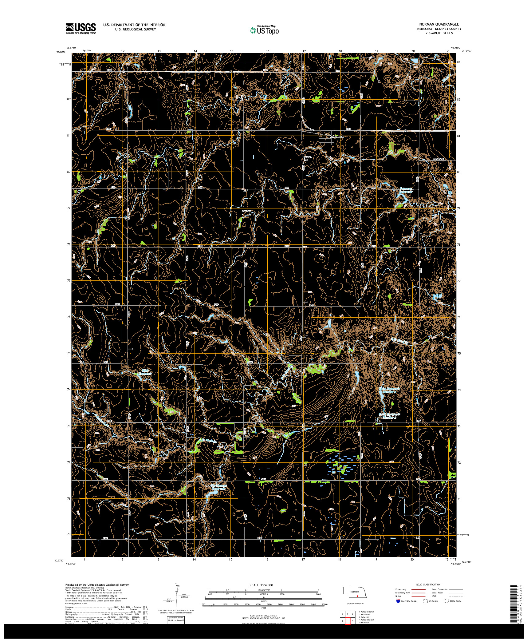 USGS US TOPO 7.5-MINUTE MAP FOR NORMAN, NE 2017