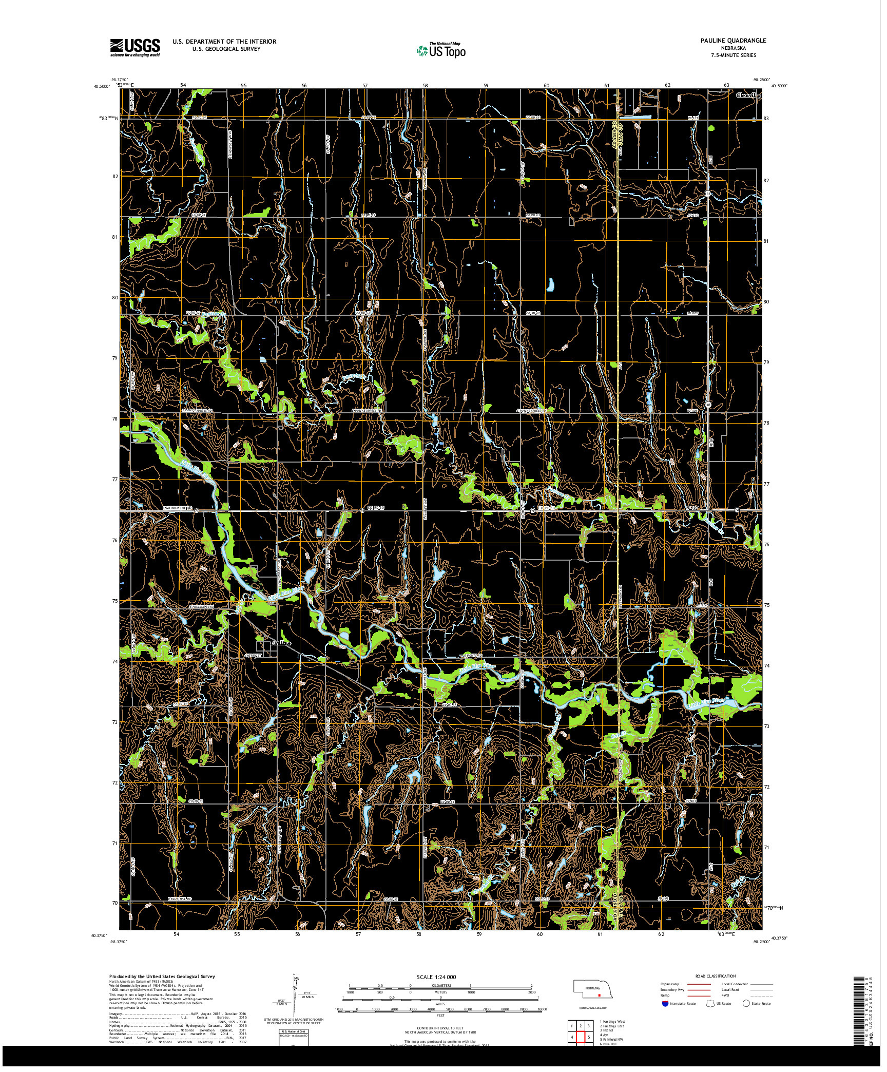 USGS US TOPO 7.5-MINUTE MAP FOR PAULINE, NE 2017