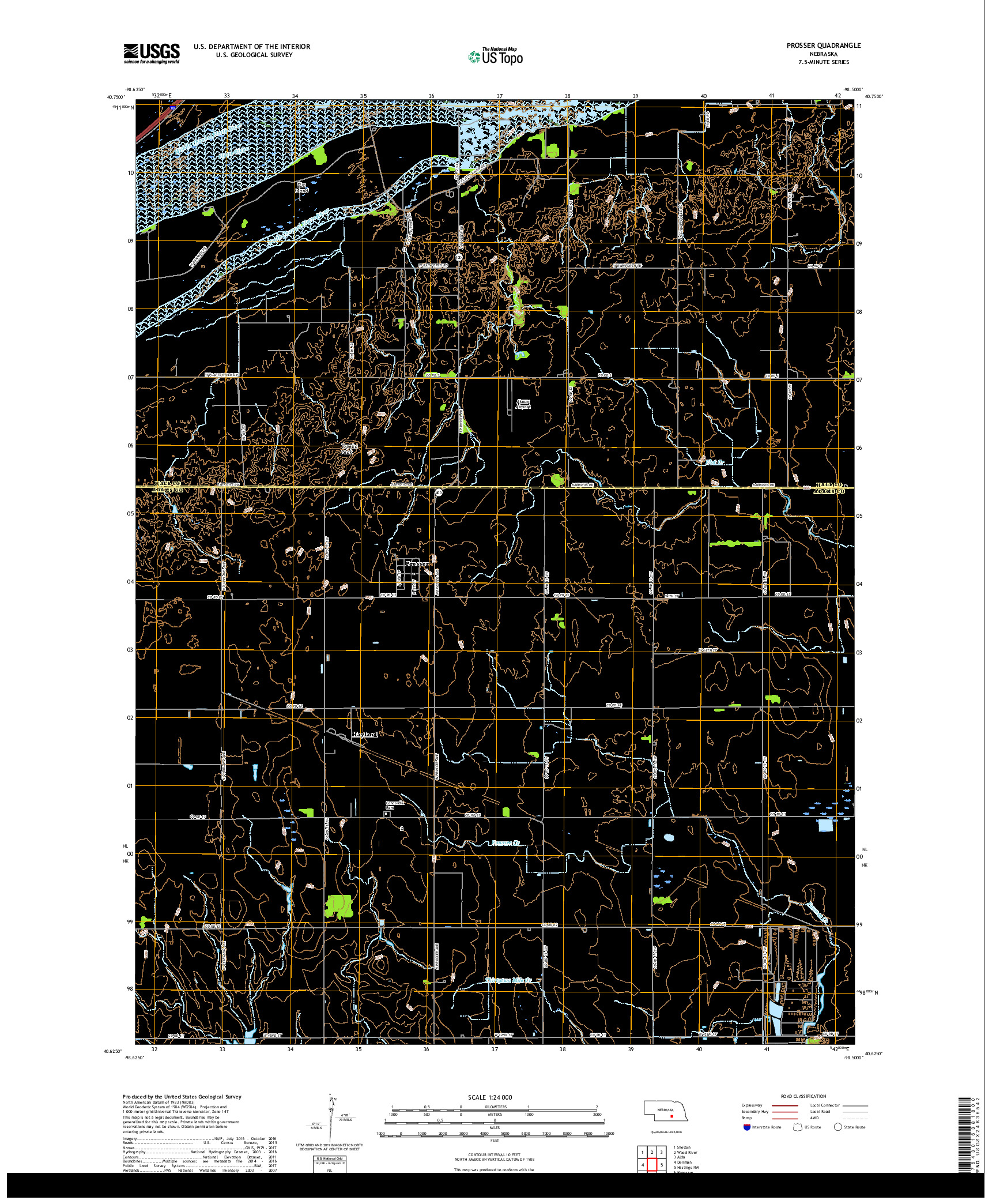 USGS US TOPO 7.5-MINUTE MAP FOR PROSSER, NE 2017