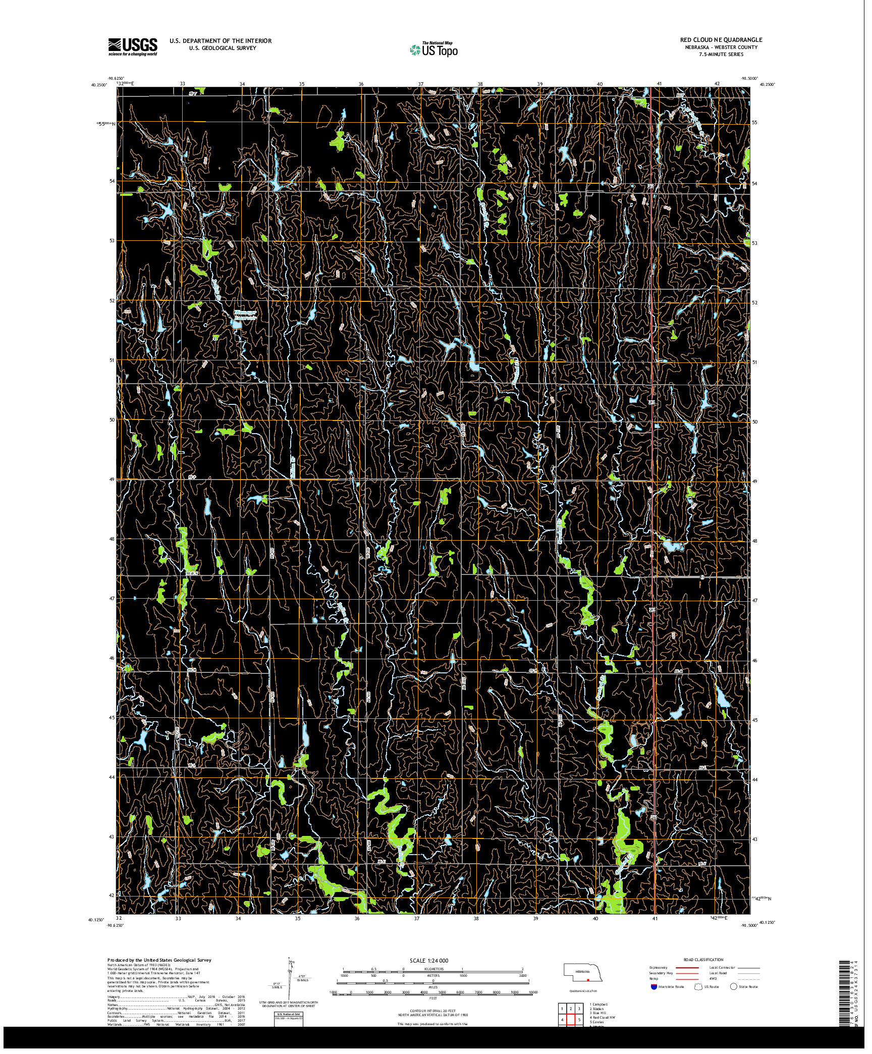 USGS US TOPO 7.5-MINUTE MAP FOR RED CLOUD NE, NE 2017