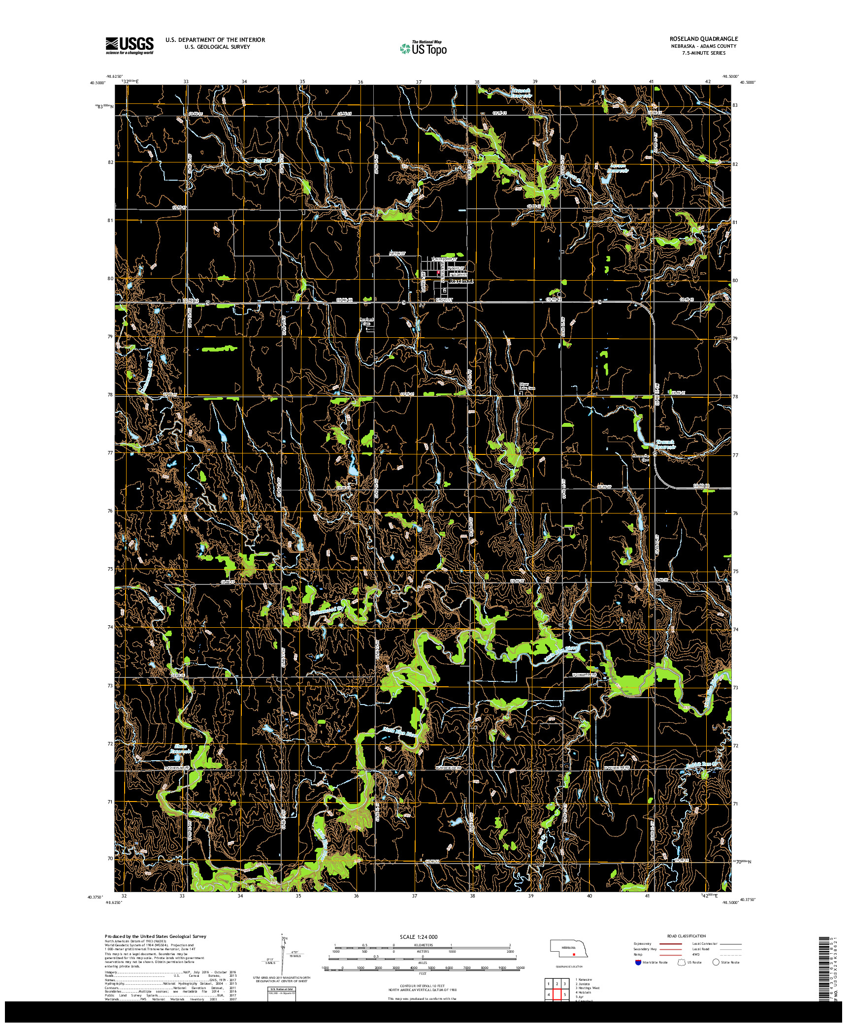 USGS US TOPO 7.5-MINUTE MAP FOR ROSELAND, NE 2017