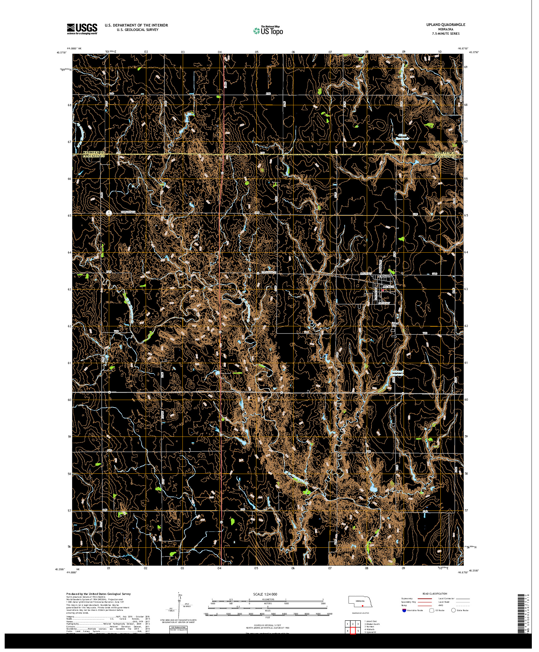USGS US TOPO 7.5-MINUTE MAP FOR UPLAND, NE 2017