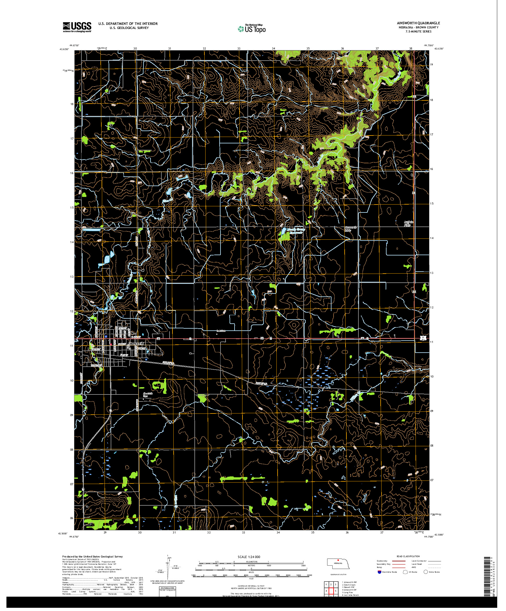 USGS US TOPO 7.5-MINUTE MAP FOR AINSWORTH, NE 2017