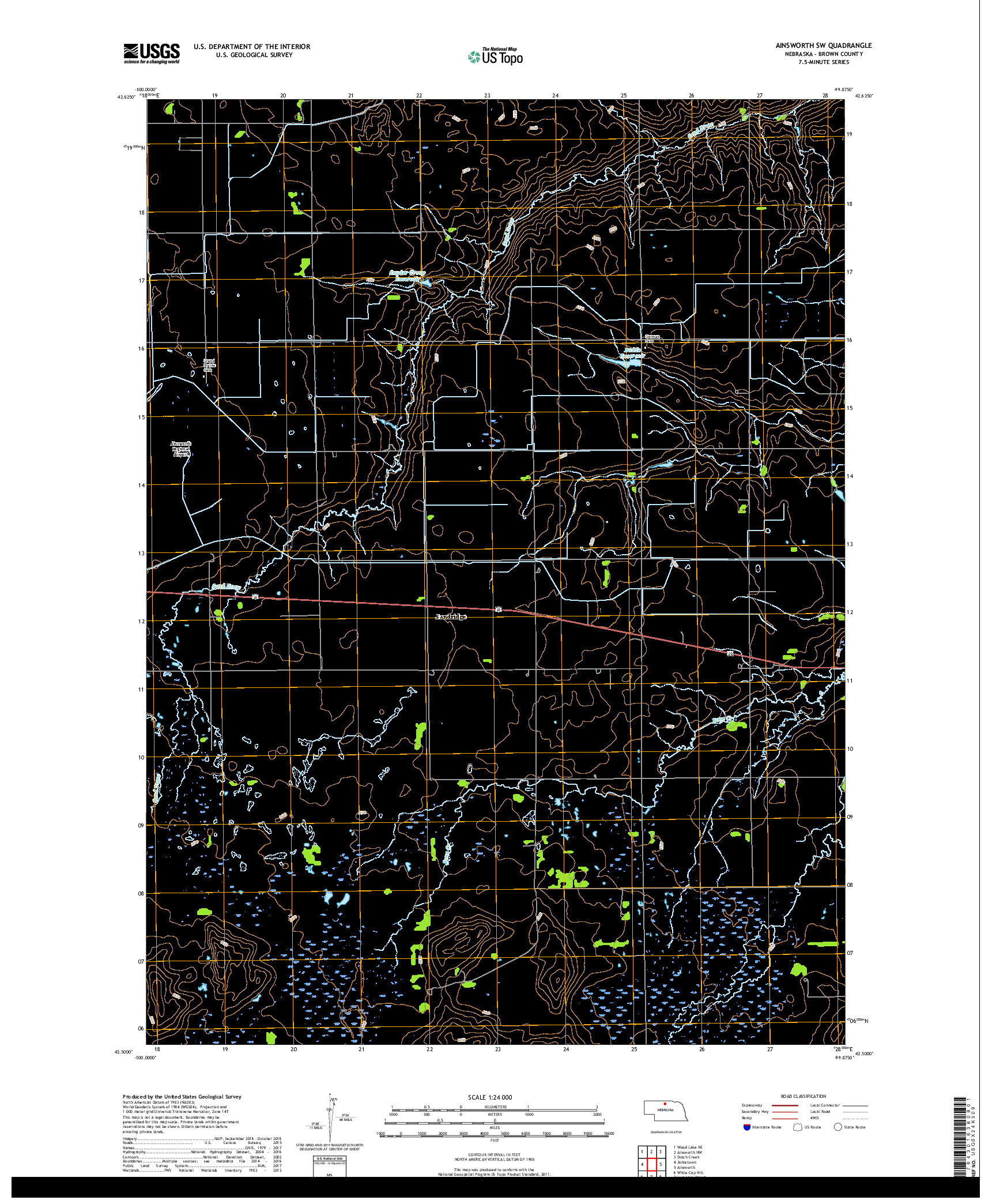 USGS US TOPO 7.5-MINUTE MAP FOR AINSWORTH SW, NE 2017