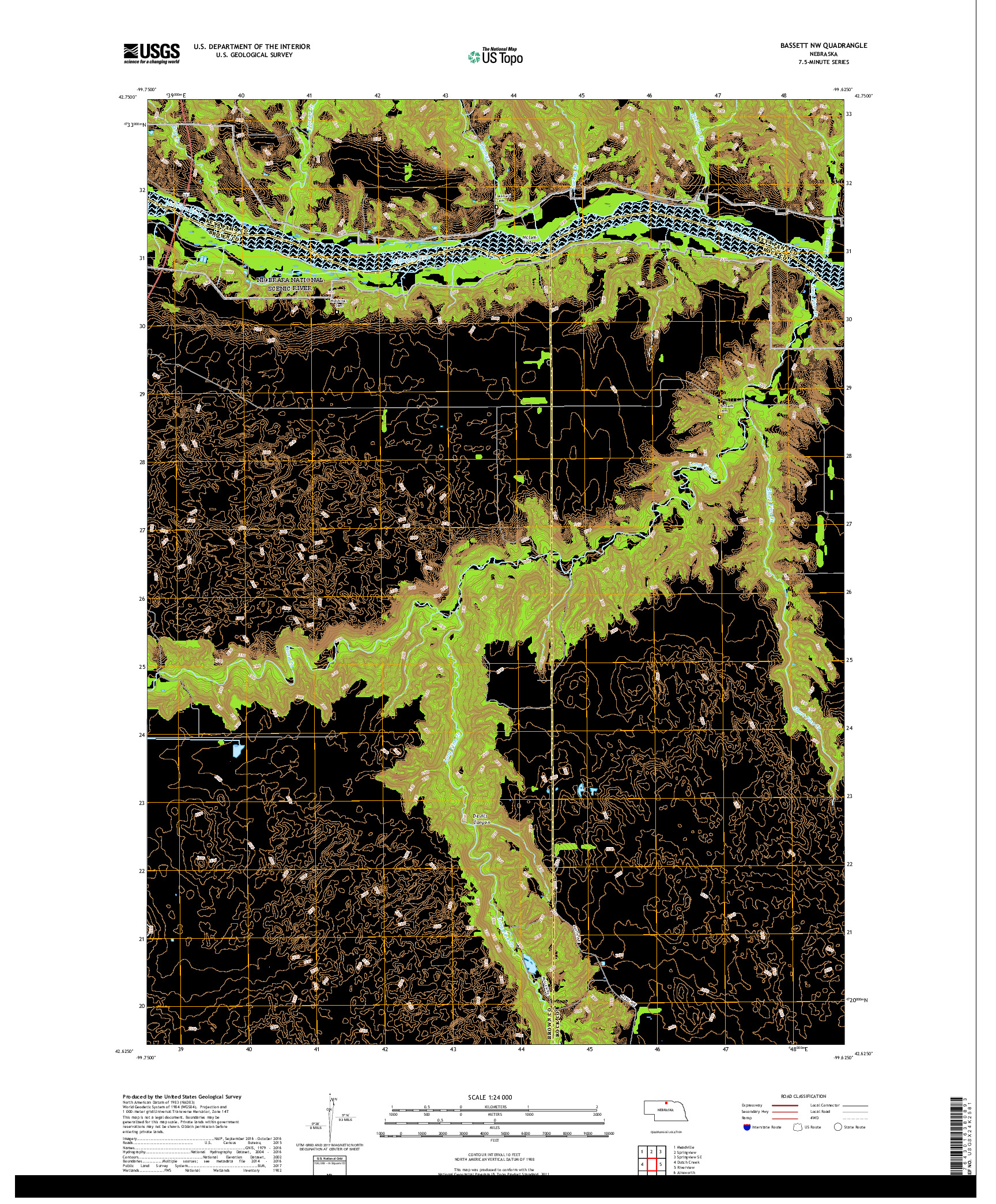 USGS US TOPO 7.5-MINUTE MAP FOR BASSETT NW, NE 2017