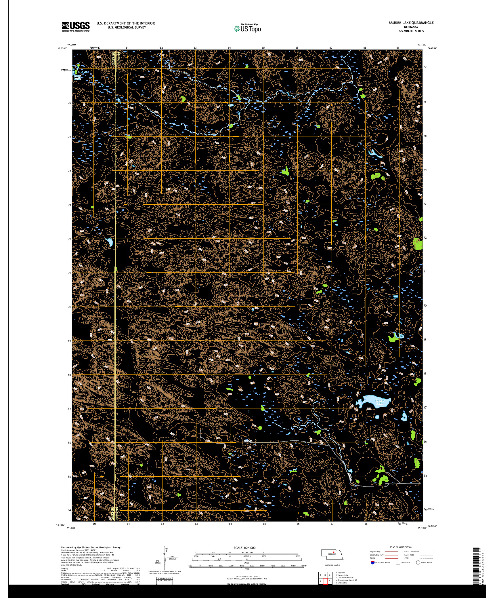 USGS US TOPO 7.5-MINUTE MAP FOR BRUNER LAKE, NE 2017