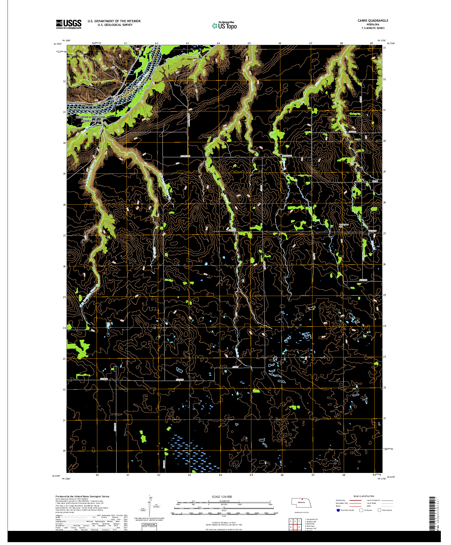 USGS US TOPO 7.5-MINUTE MAP FOR CARNS, NE 2017