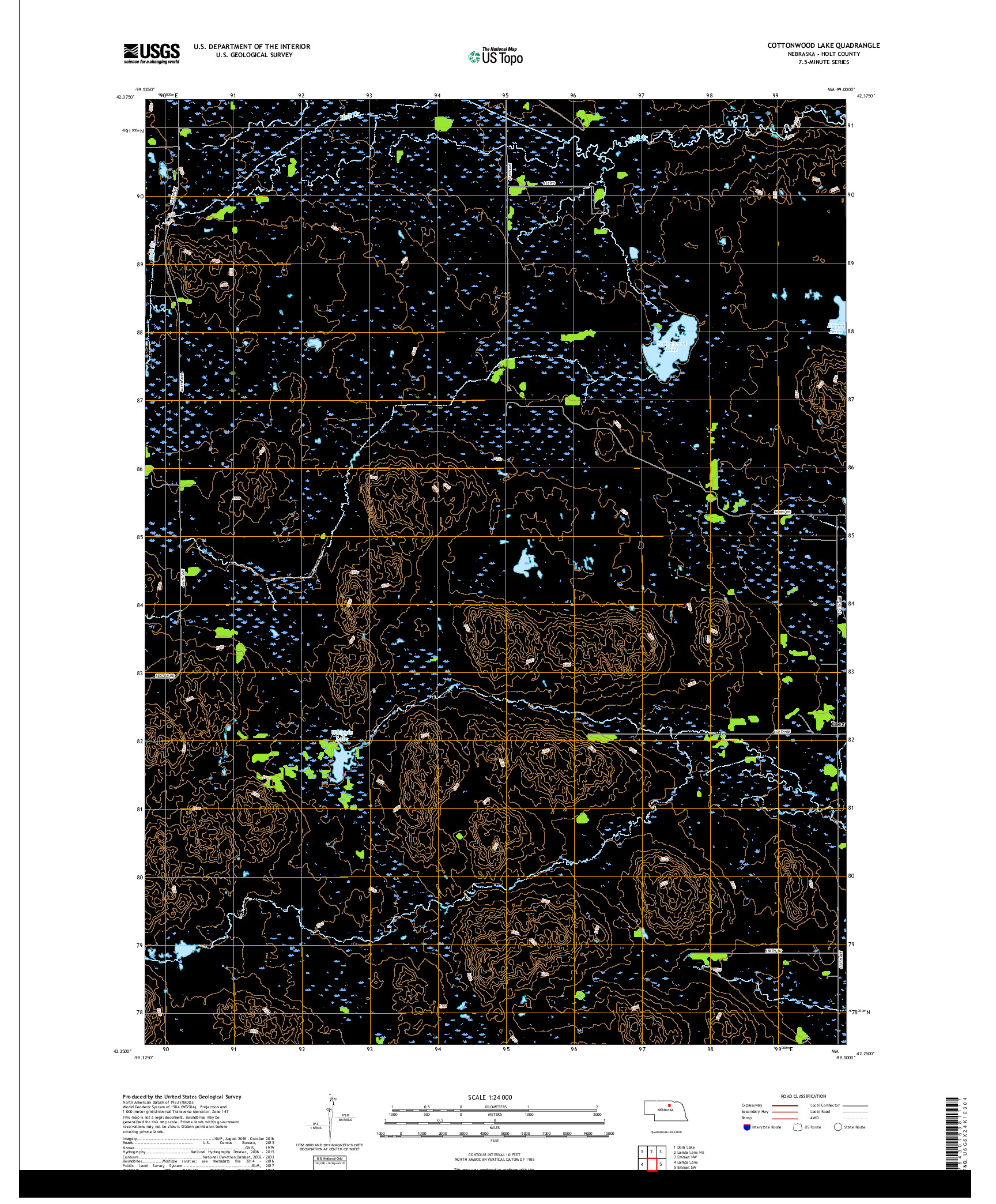 USGS US TOPO 7.5-MINUTE MAP FOR COTTONWOOD LAKE, NE 2017