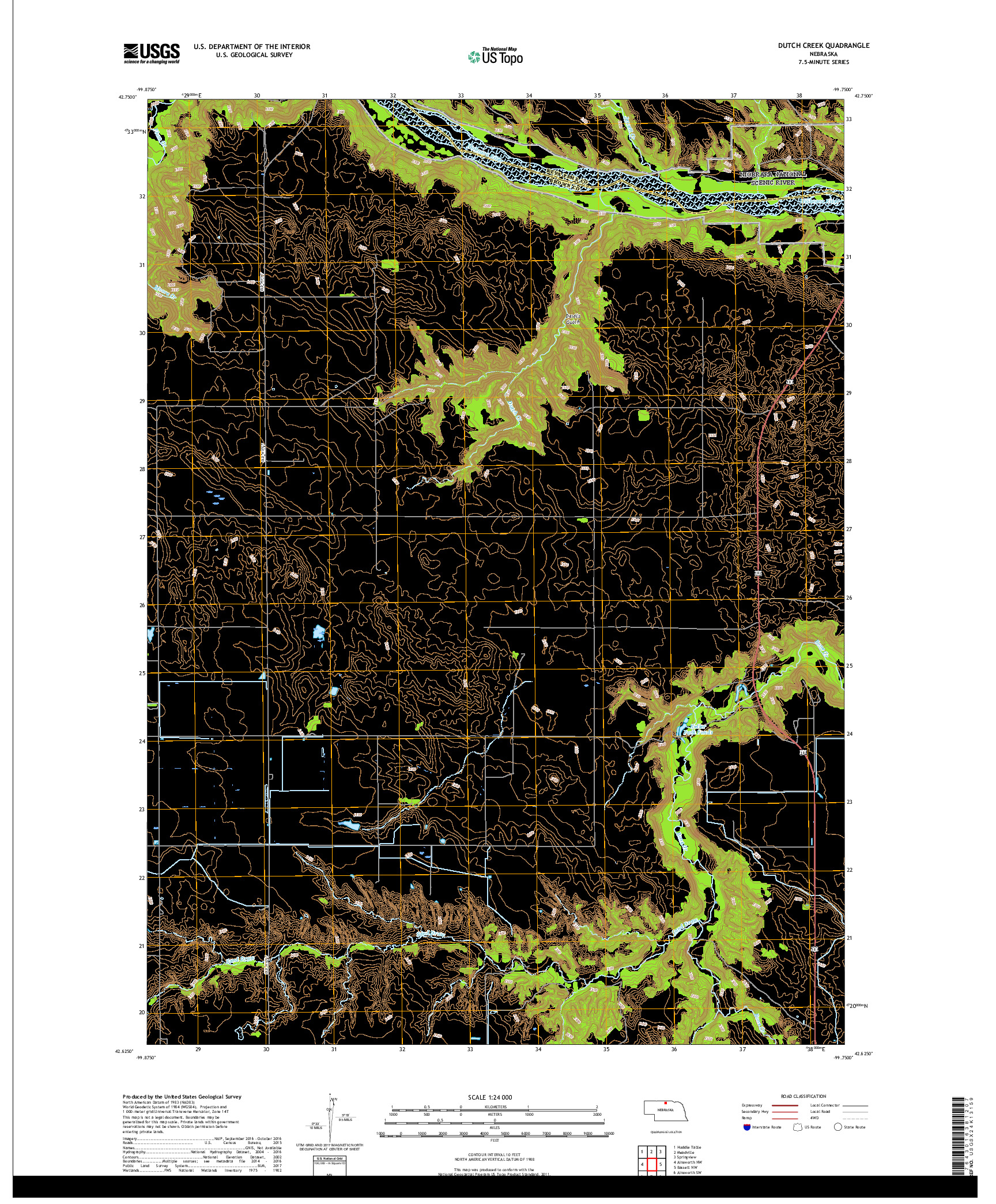 USGS US TOPO 7.5-MINUTE MAP FOR DUTCH CREEK, NE 2017