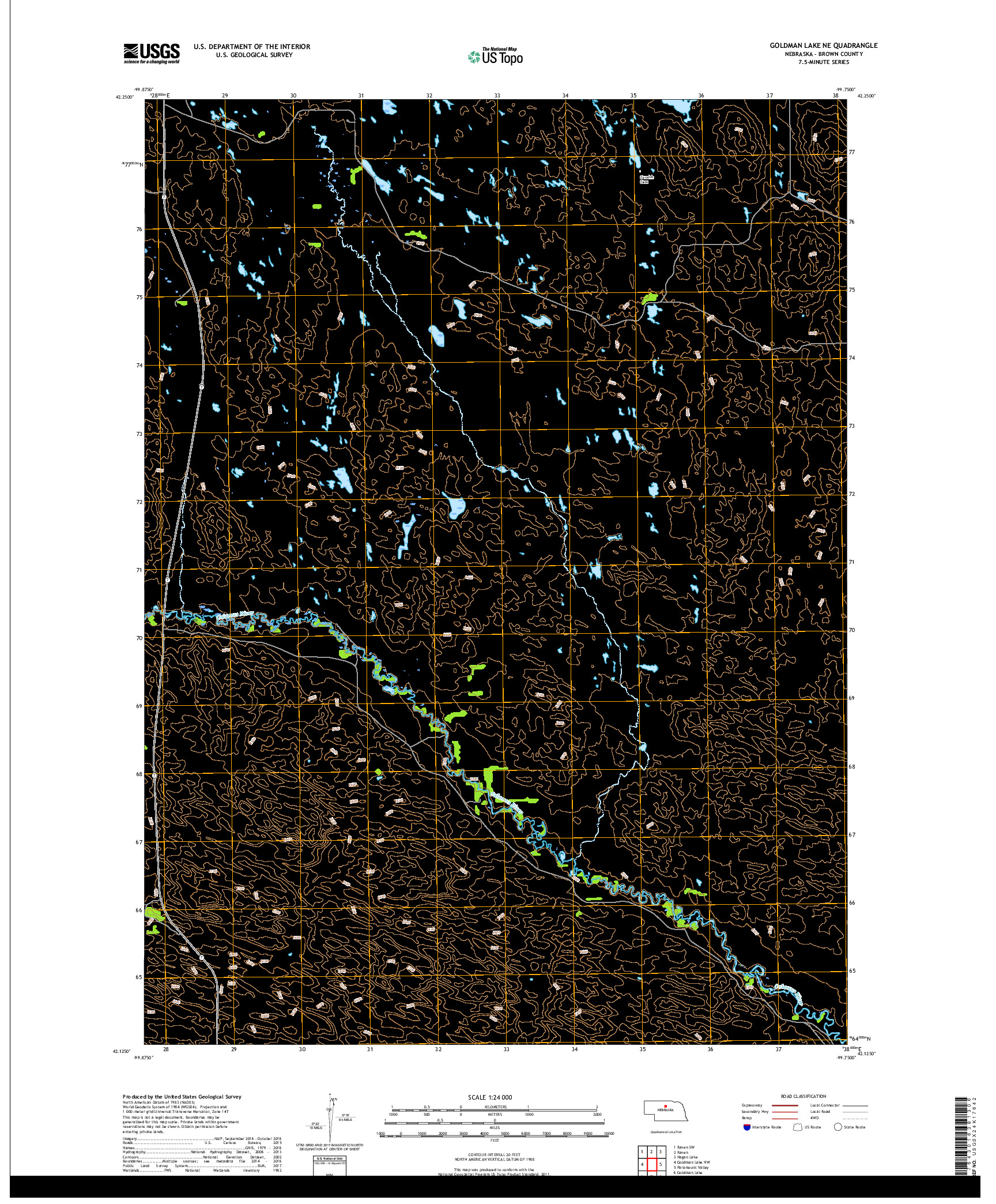 USGS US TOPO 7.5-MINUTE MAP FOR GOLDMAN LAKE NE, NE 2017