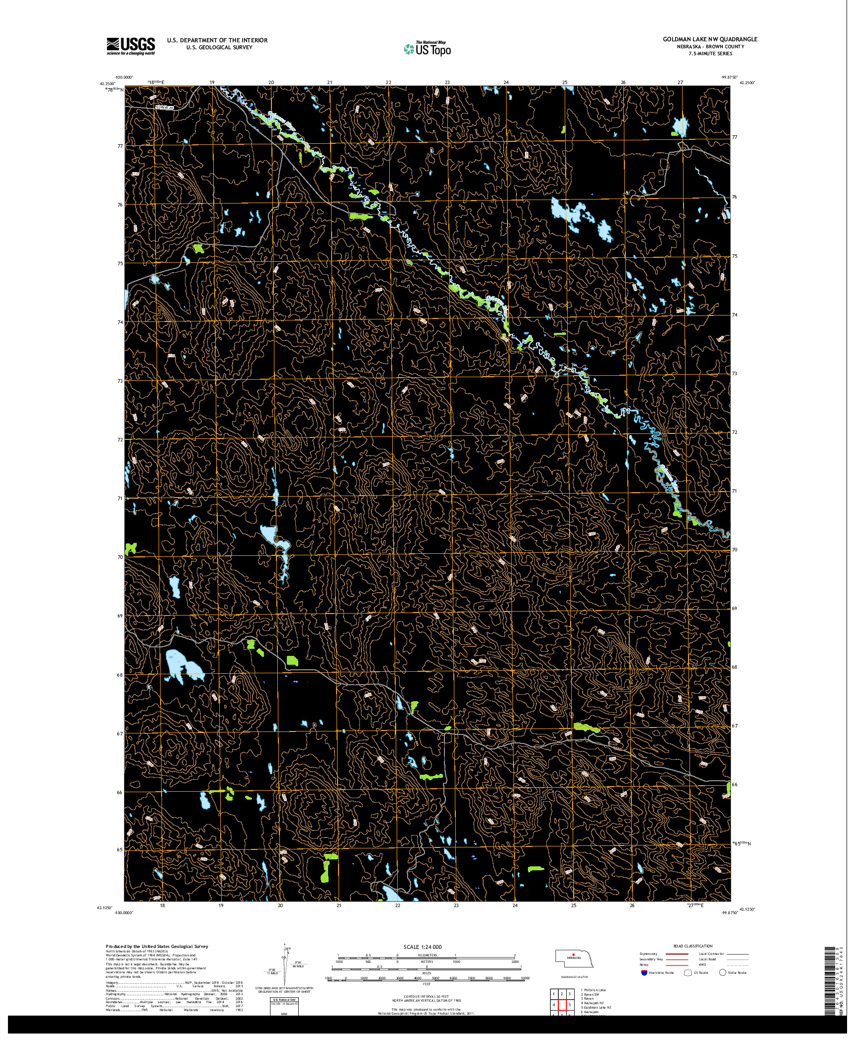 USGS US TOPO 7.5-MINUTE MAP FOR GOLDMAN LAKE NW, NE 2017