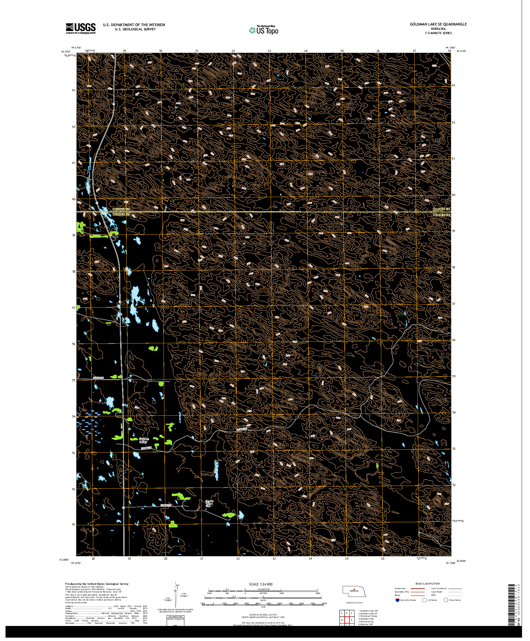 USGS US TOPO 7.5-MINUTE MAP FOR GOLDMAN LAKE SE, NE 2017