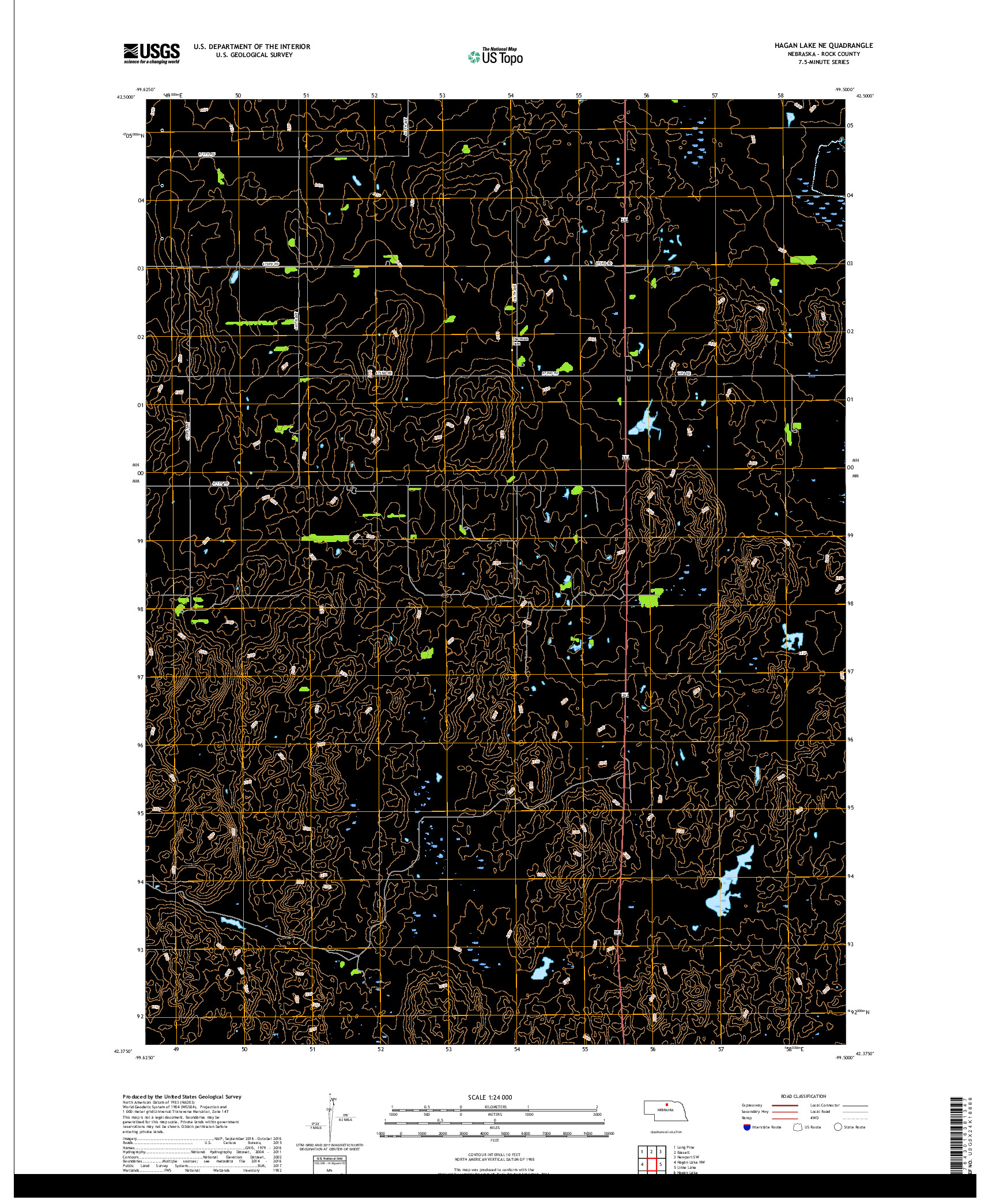 USGS US TOPO 7.5-MINUTE MAP FOR HAGAN LAKE NE, NE 2017