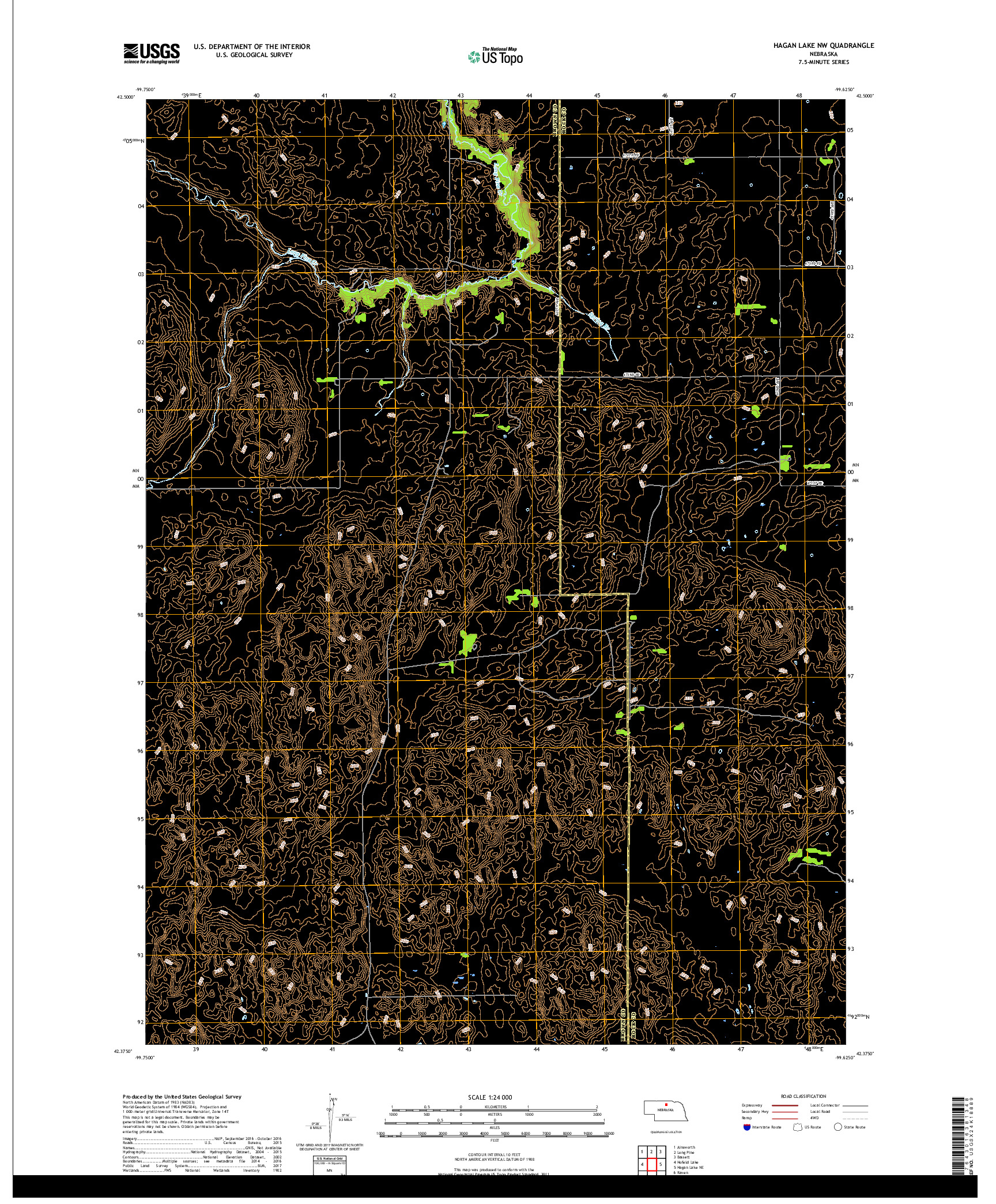 USGS US TOPO 7.5-MINUTE MAP FOR HAGAN LAKE NW, NE 2017