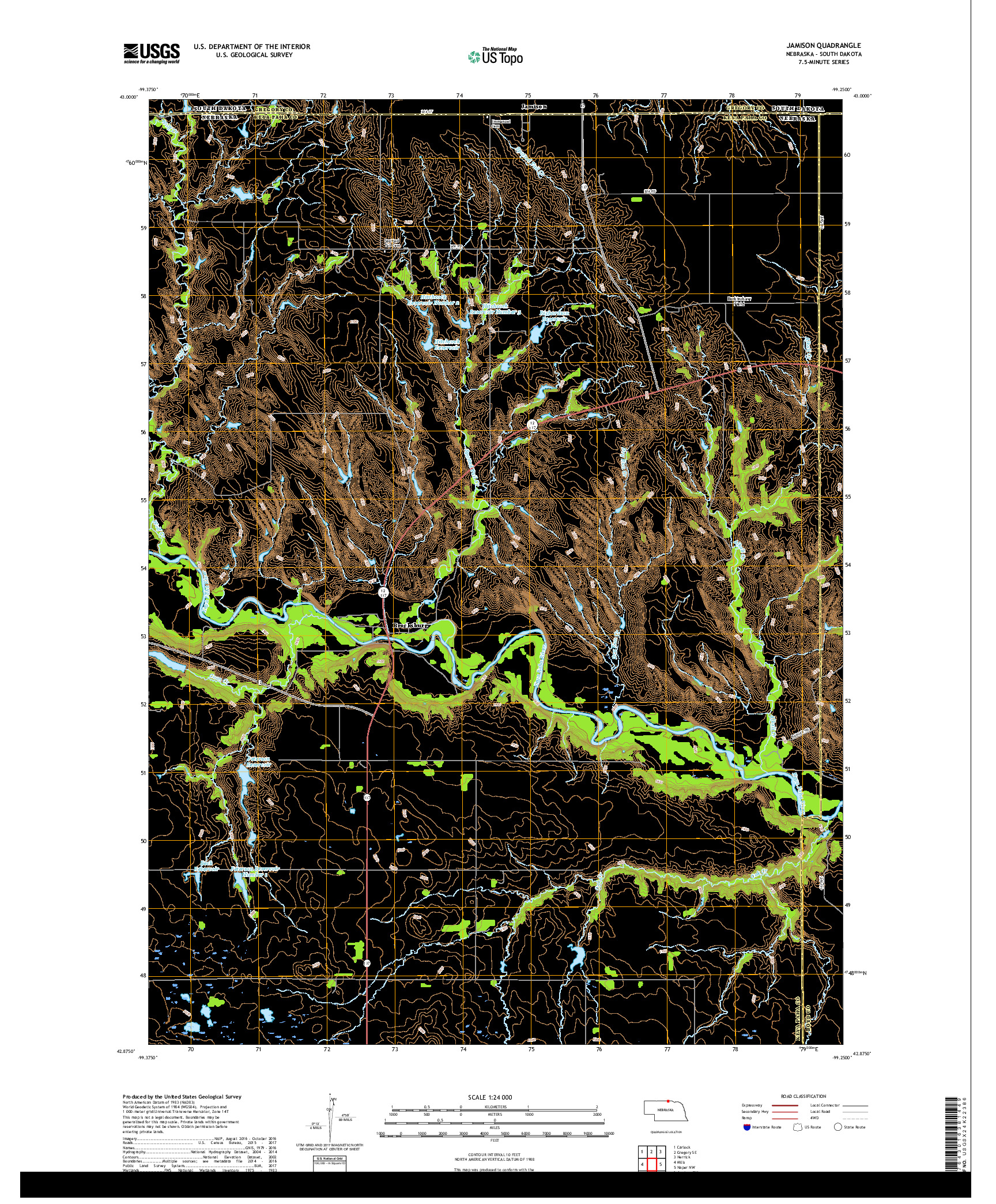 USGS US TOPO 7.5-MINUTE MAP FOR JAMISON, NE,SD 2017