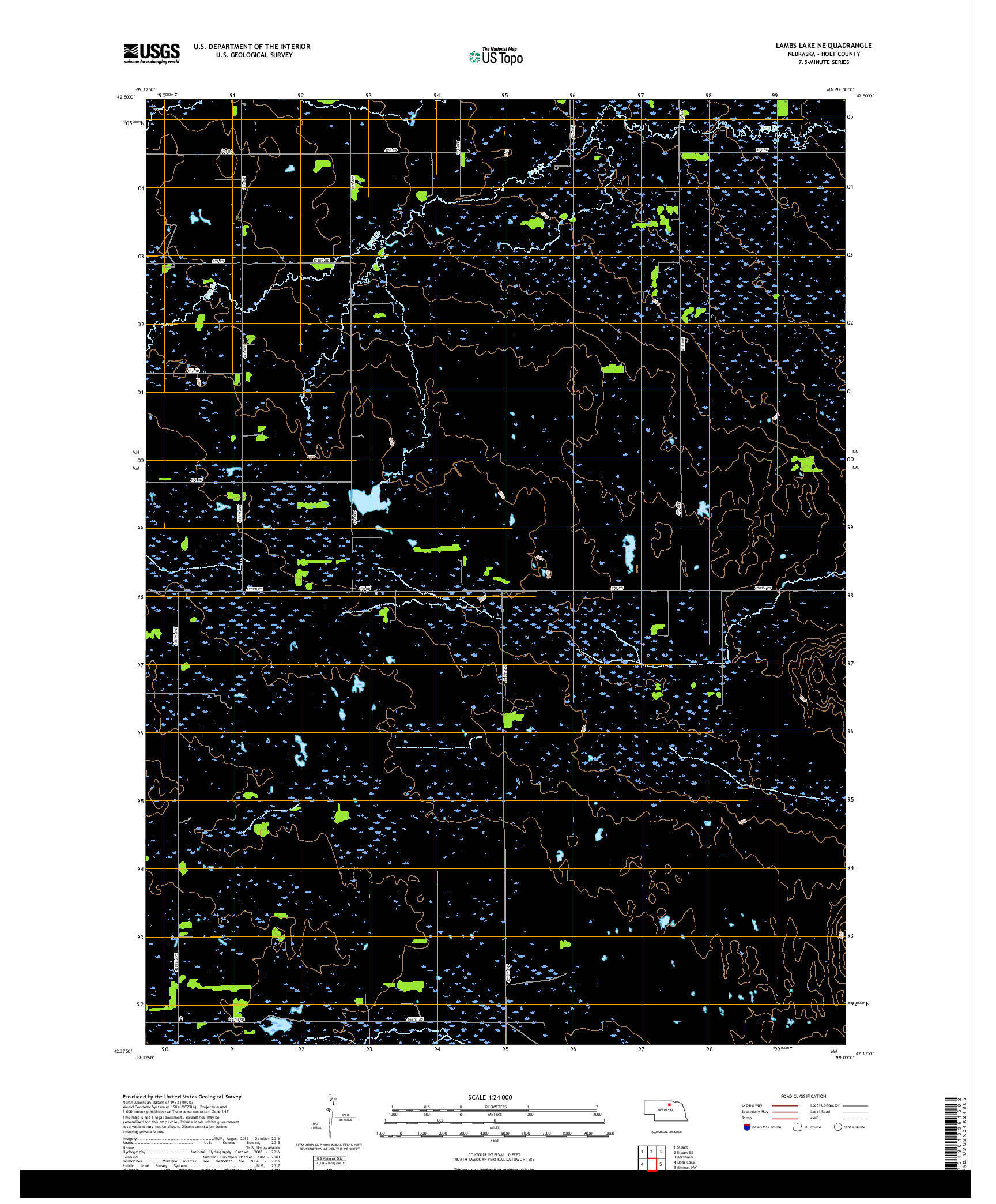 USGS US TOPO 7.5-MINUTE MAP FOR LAMBS LAKE NE, NE 2017