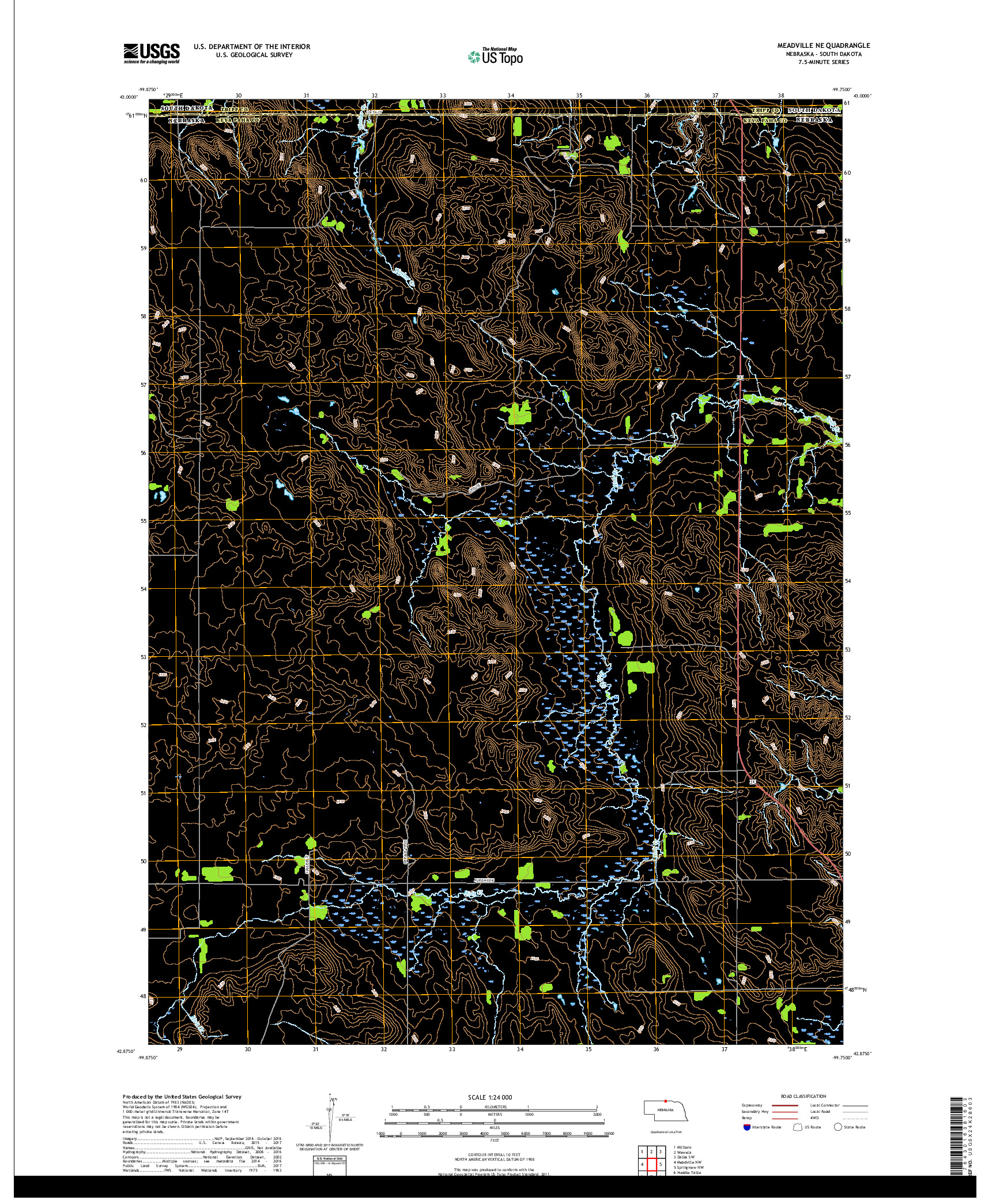 USGS US TOPO 7.5-MINUTE MAP FOR MEADVILLE NE, NE,SD 2017