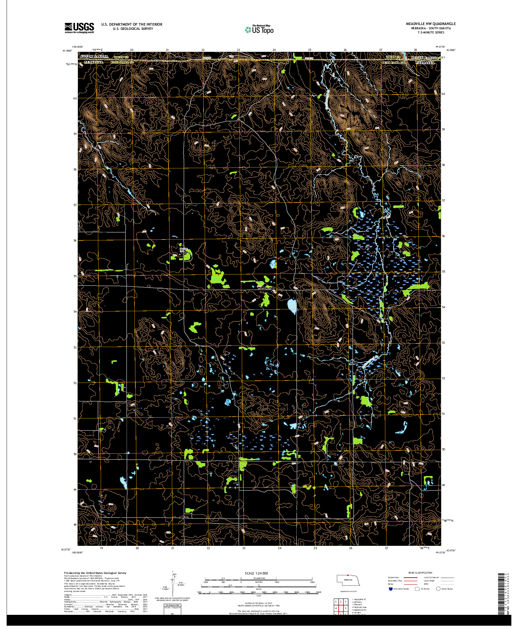 USGS US TOPO 7.5-MINUTE MAP FOR MEADVILLE NW, NE,SD 2017