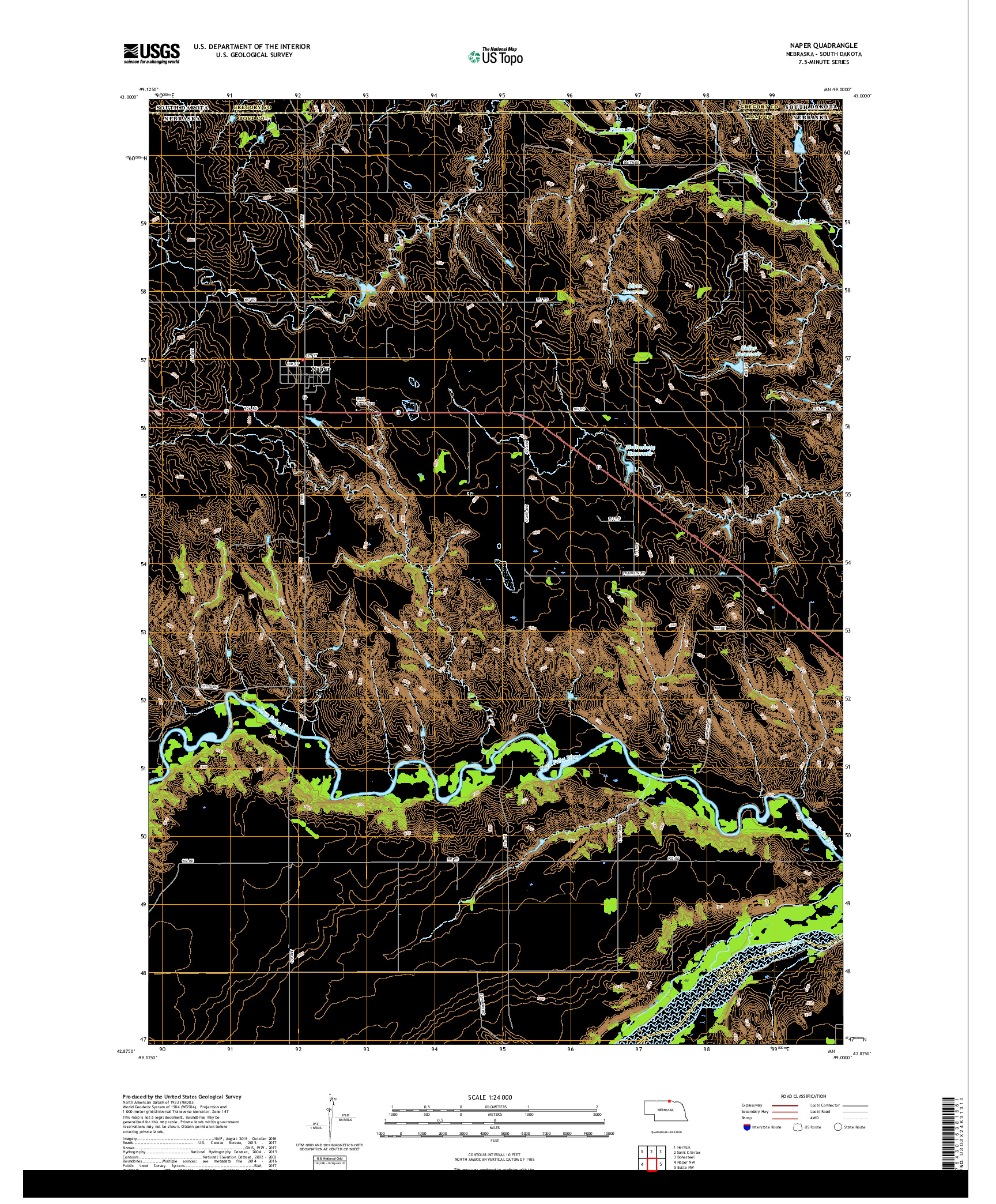 USGS US TOPO 7.5-MINUTE MAP FOR NAPER, NE,SD 2017