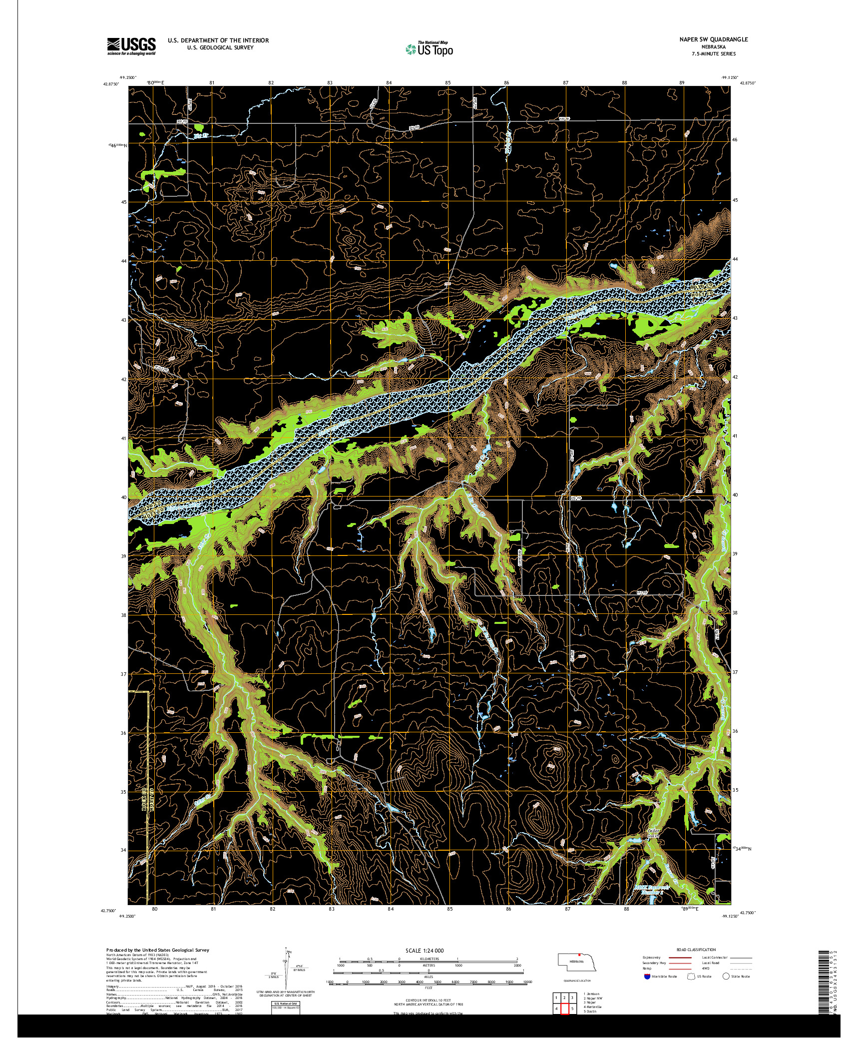 USGS US TOPO 7.5-MINUTE MAP FOR NAPER SW, NE 2017