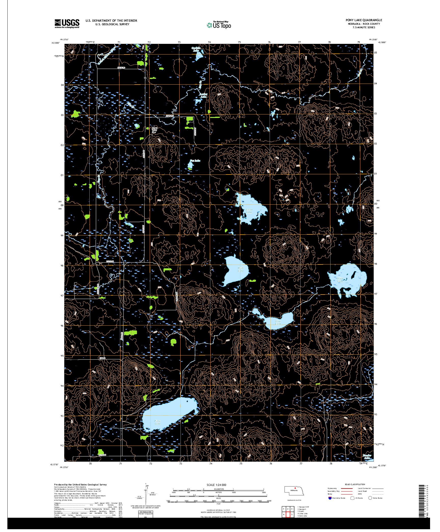 USGS US TOPO 7.5-MINUTE MAP FOR PONY LAKE, NE 2017