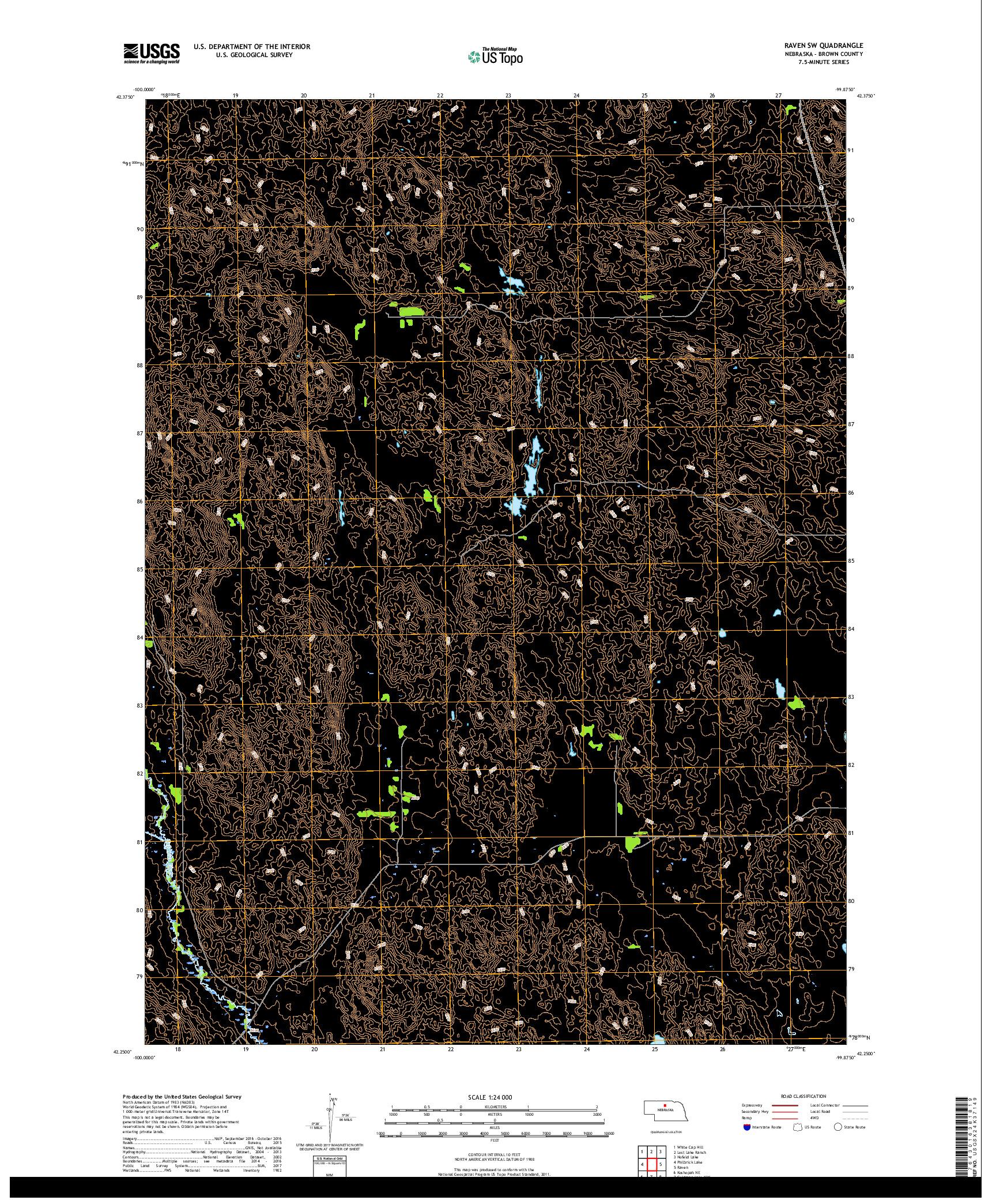 USGS US TOPO 7.5-MINUTE MAP FOR RAVEN SW, NE 2017