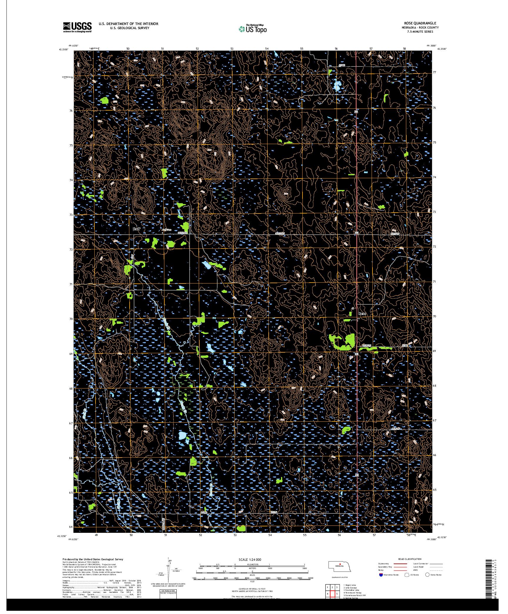 USGS US TOPO 7.5-MINUTE MAP FOR ROSE, NE 2017