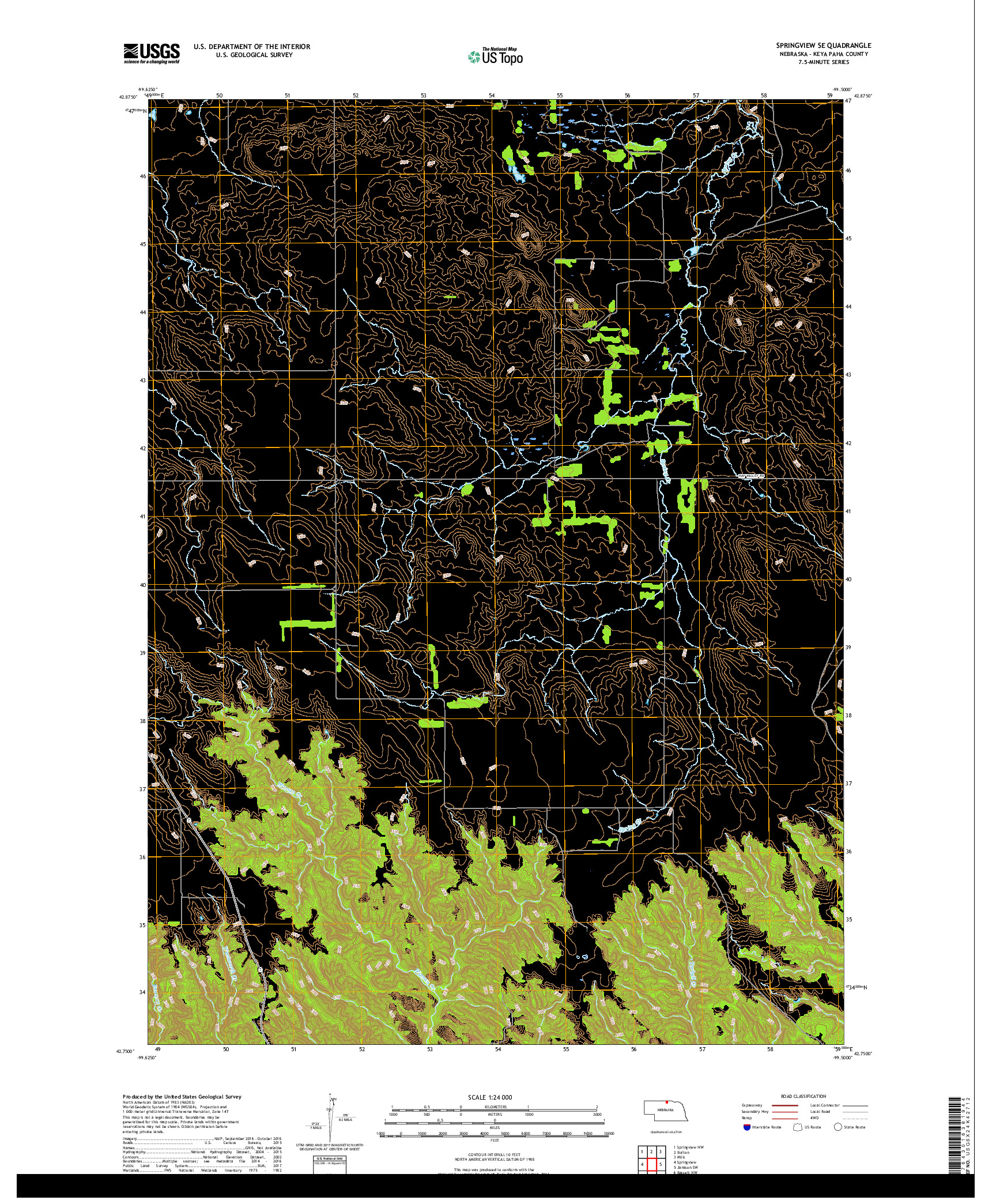 USGS US TOPO 7.5-MINUTE MAP FOR SPRINGVIEW SE, NE 2017