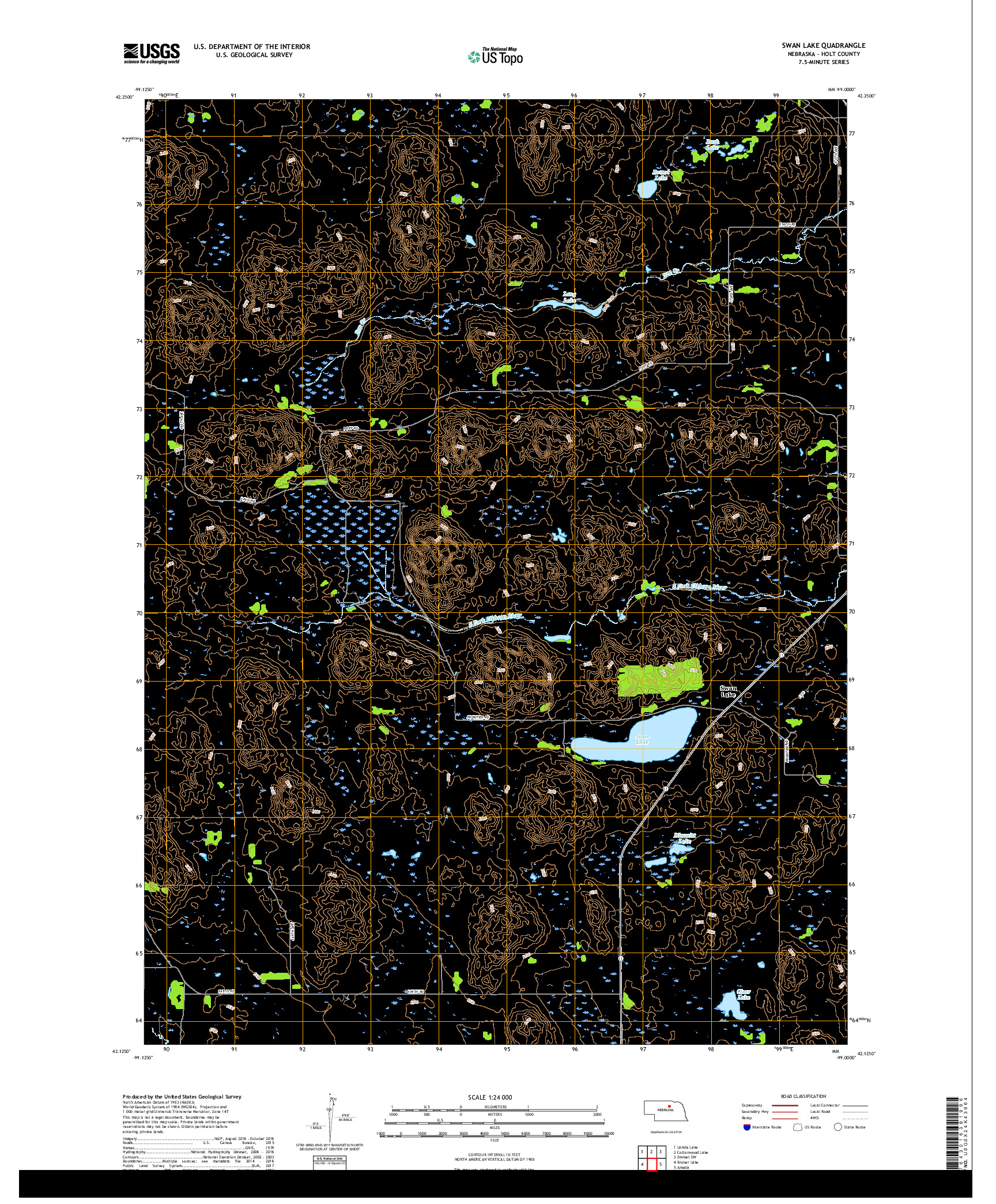 USGS US TOPO 7.5-MINUTE MAP FOR SWAN LAKE, NE 2017