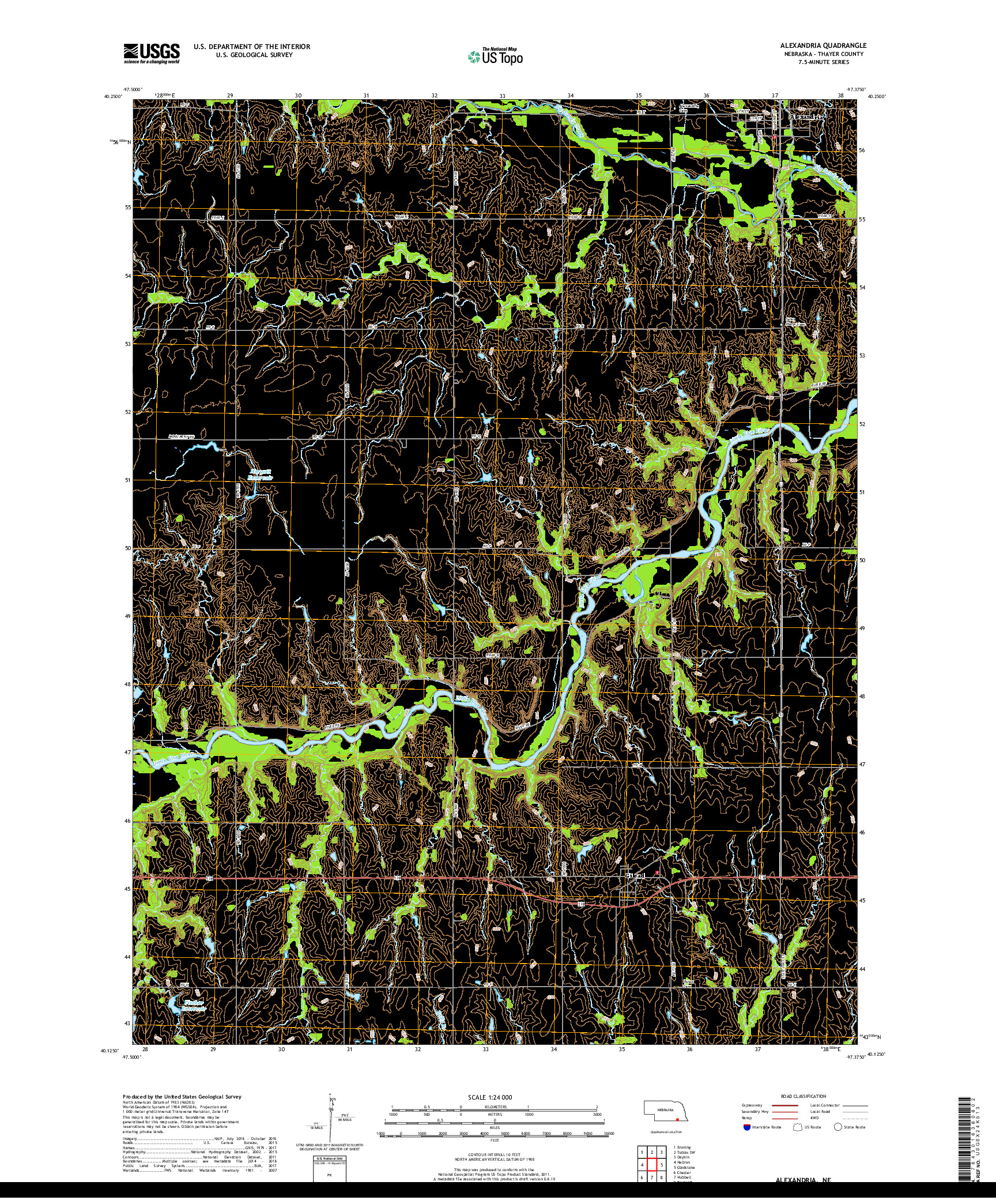USGS US TOPO 7.5-MINUTE MAP FOR ALEXANDRIA, NE 2017