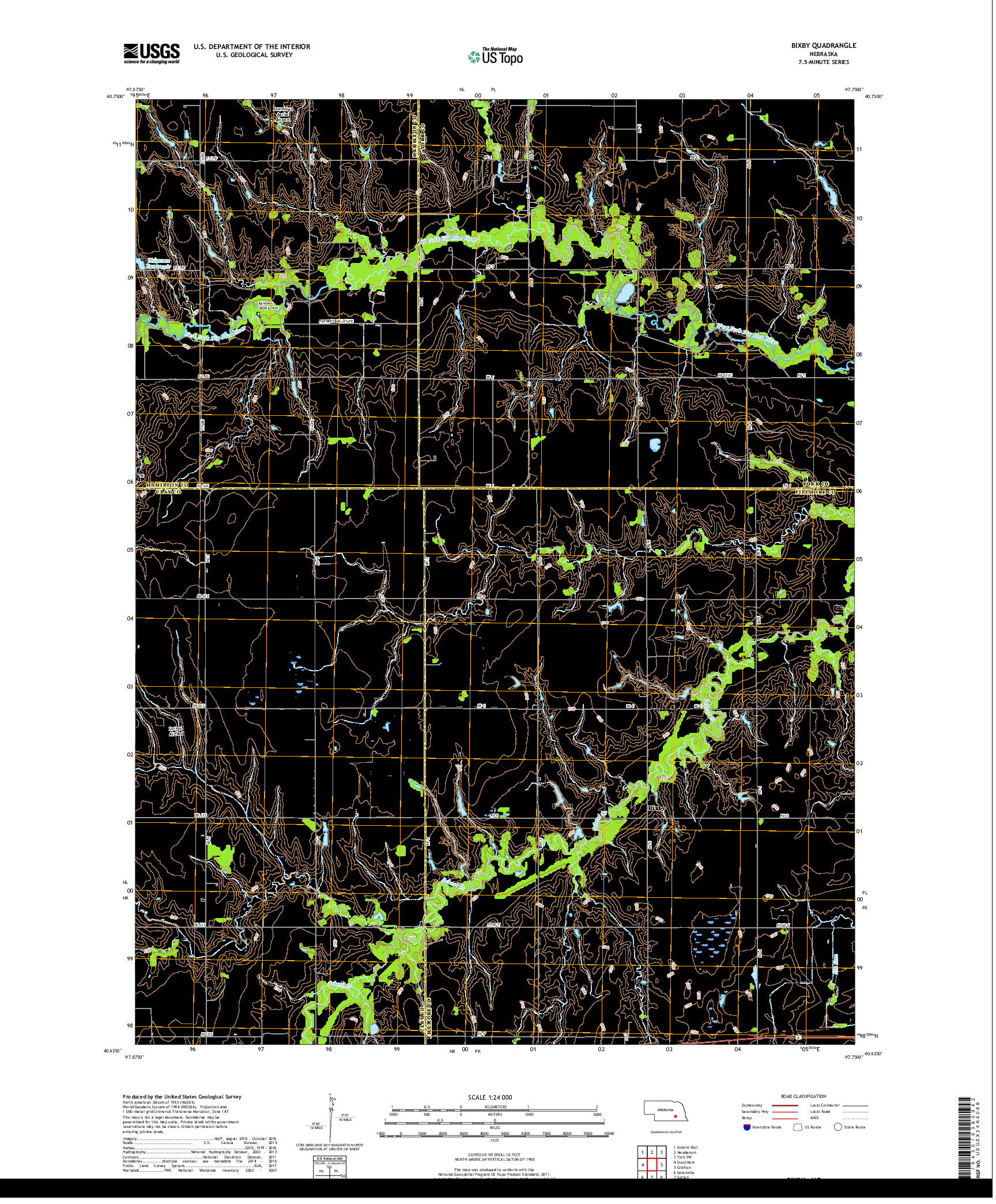 USGS US TOPO 7.5-MINUTE MAP FOR BIXBY, NE 2017