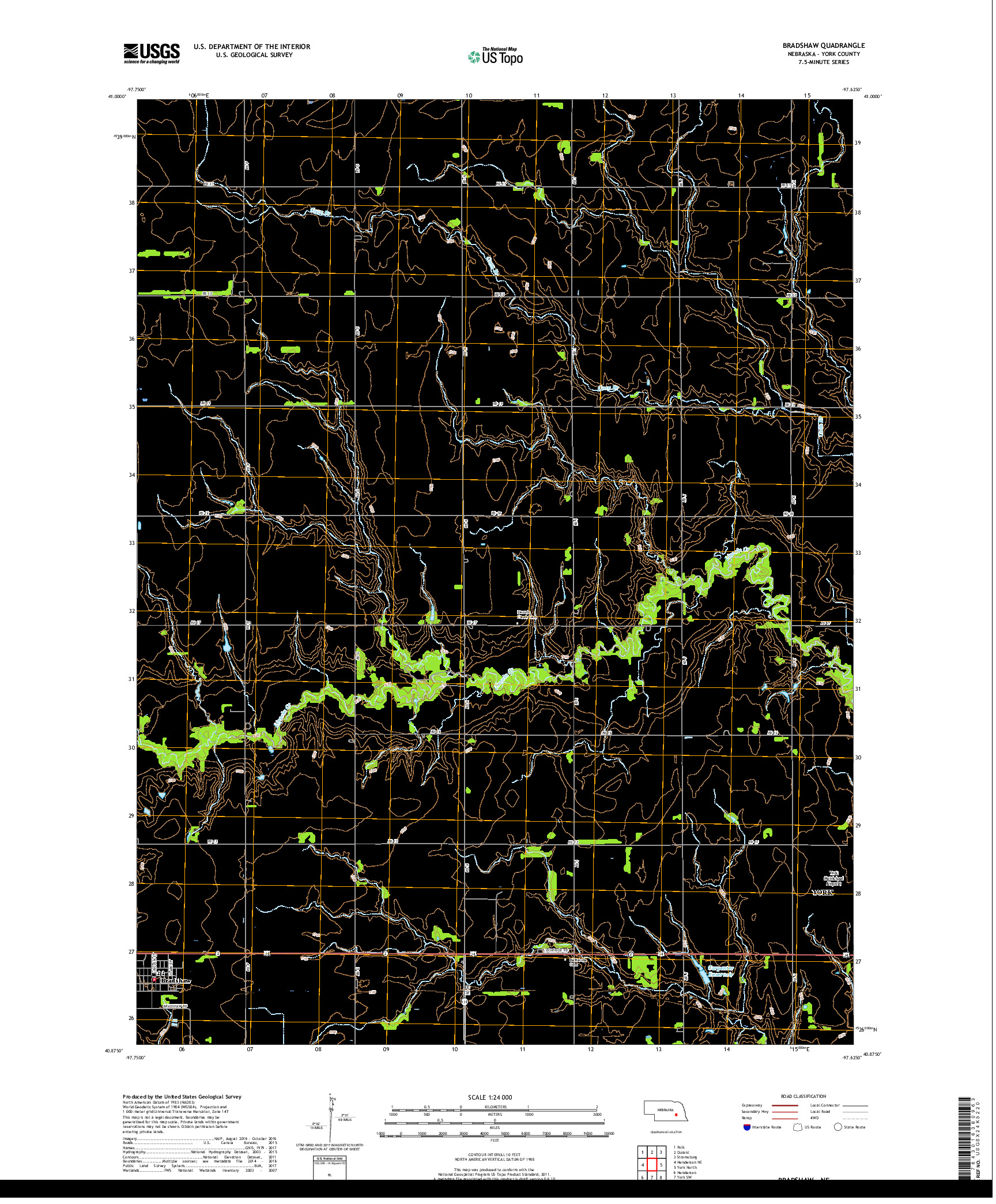 USGS US TOPO 7.5-MINUTE MAP FOR BRADSHAW, NE 2017